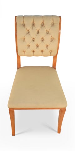 Satz von 6 französischen Beistellstühlen, Platane und Seide, zugeschrieben Arbus, 1940er Jahre