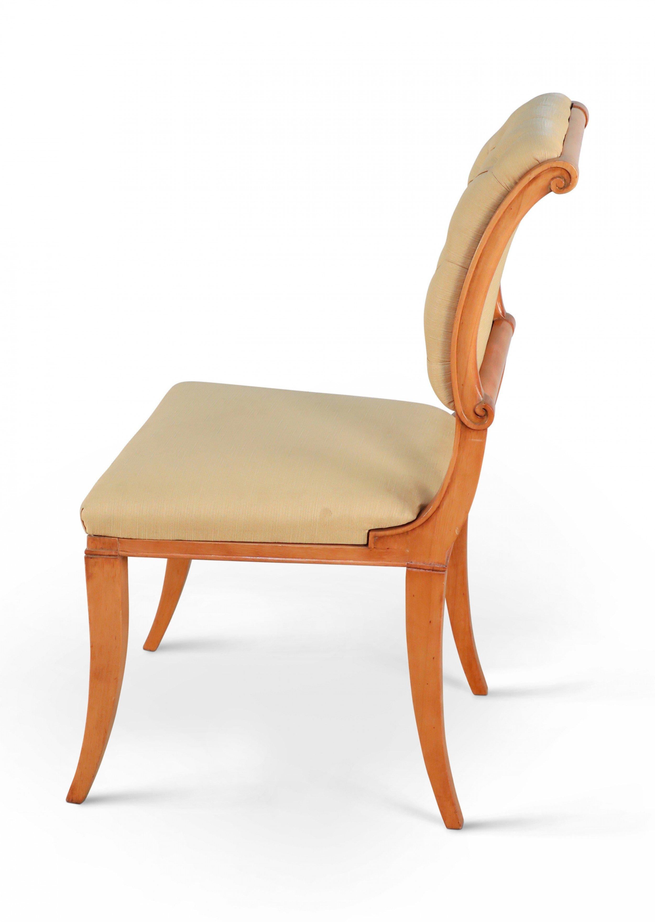 Set of 6 1940s French Sycamore Silk Side Chairs Attributed to Arbus In Good Condition For Sale In New York, NY