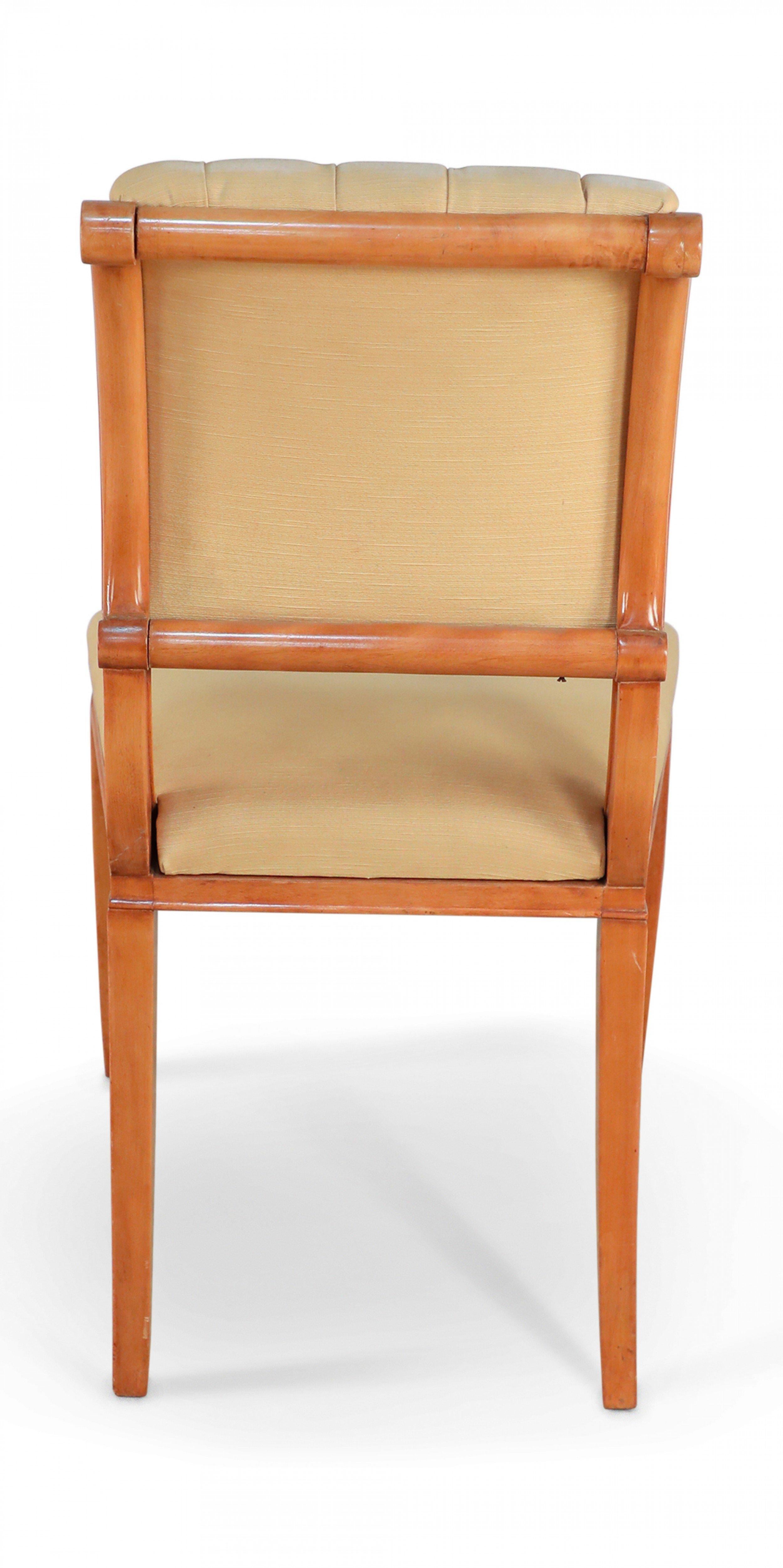 Set of 6 1940s French Sycamore Silk Side Chairs Attributed to Arbus For Sale 1