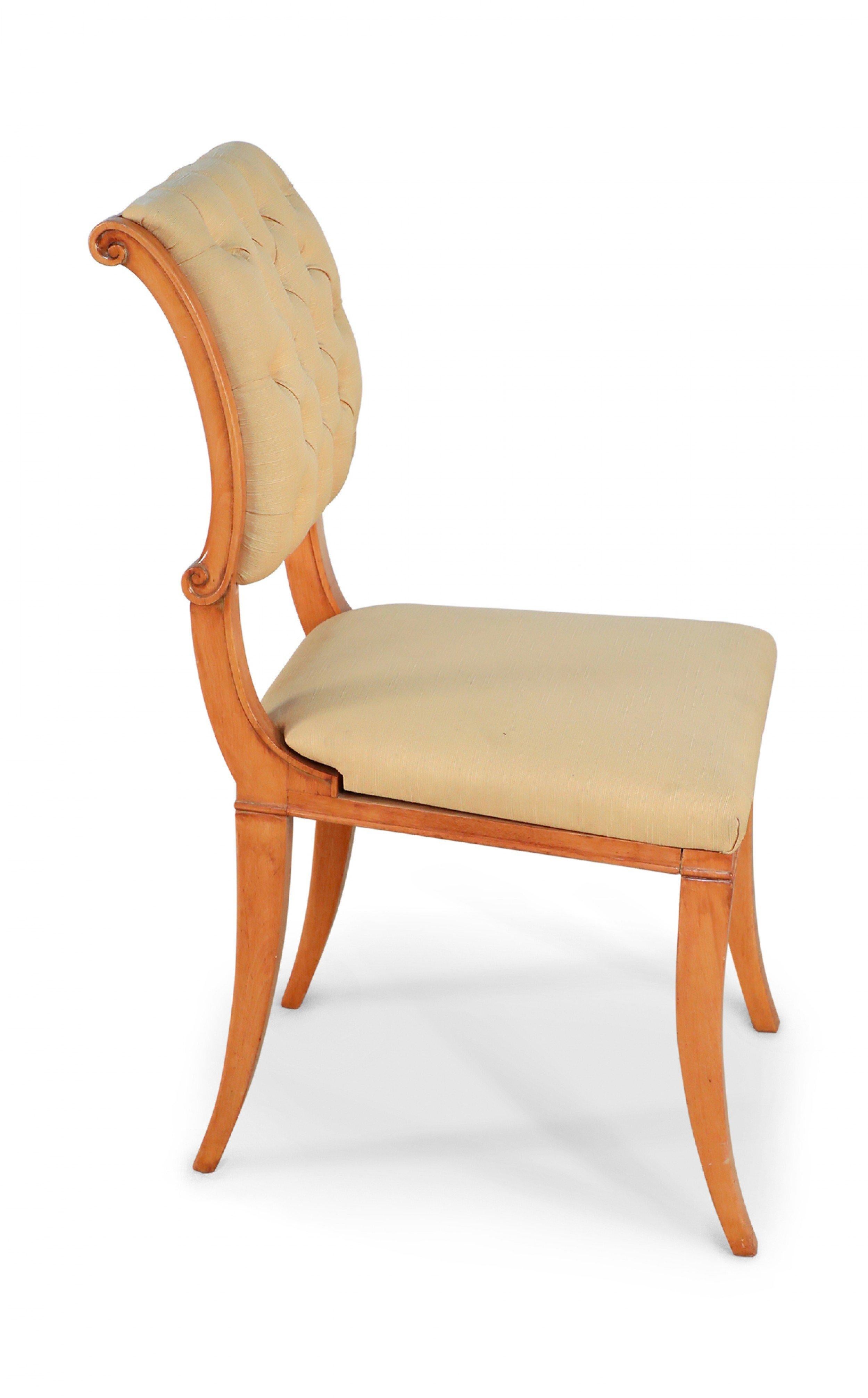 Set of 6 1940s French Sycamore Silk Side Chairs Attributed to Arbus For Sale 3