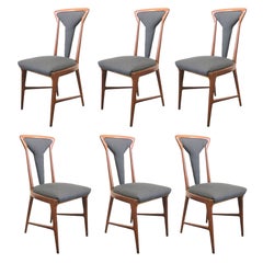 Set of 6, 1950's Carlo De Carli Upholstered Dining Chairs