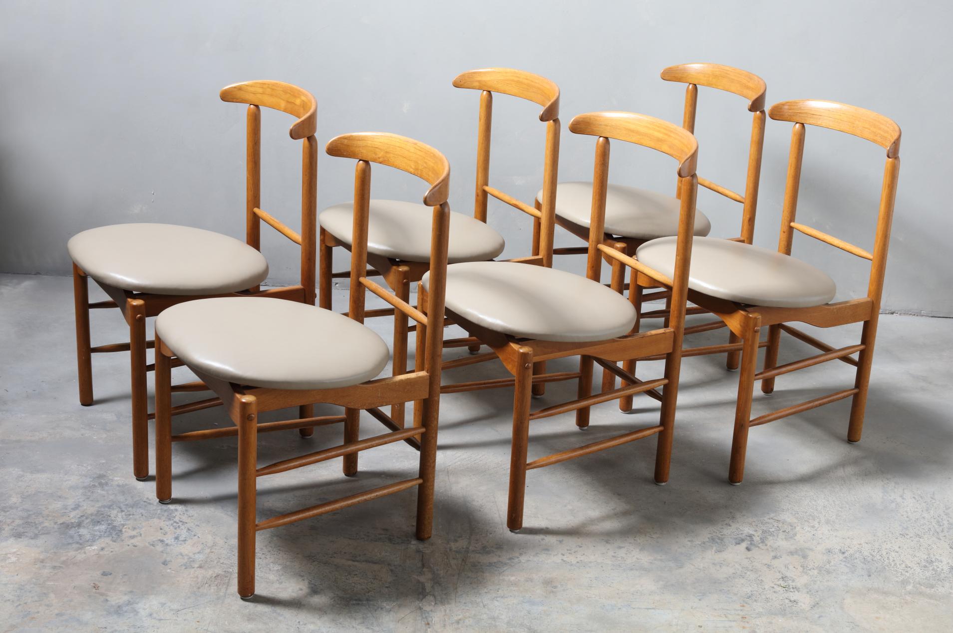 Mid-Century Modern Set of 6 1950s Greta Magnusson Grossman Dining Chairs For Sale