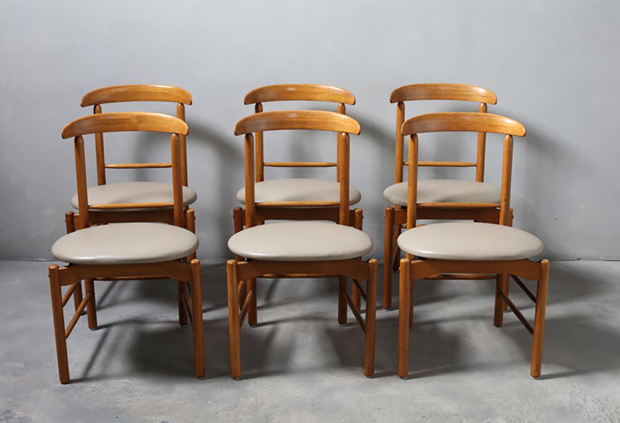 Danish Set of 6 1950s Greta Magnusson Grossman Dining Chairs For Sale