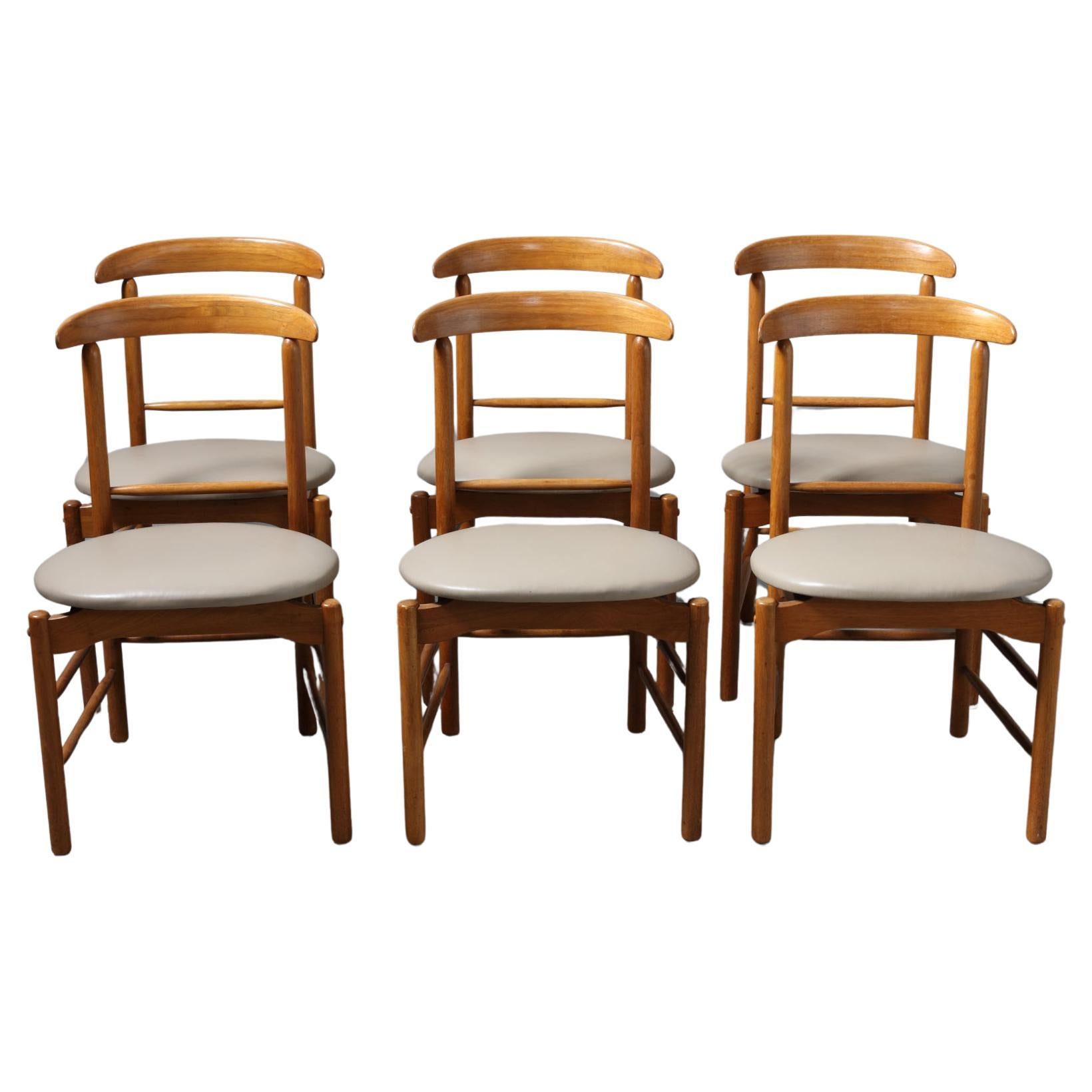 Ensemble de 6 chaises de salle à manger Greta Magnusson-Grossman des années 1950