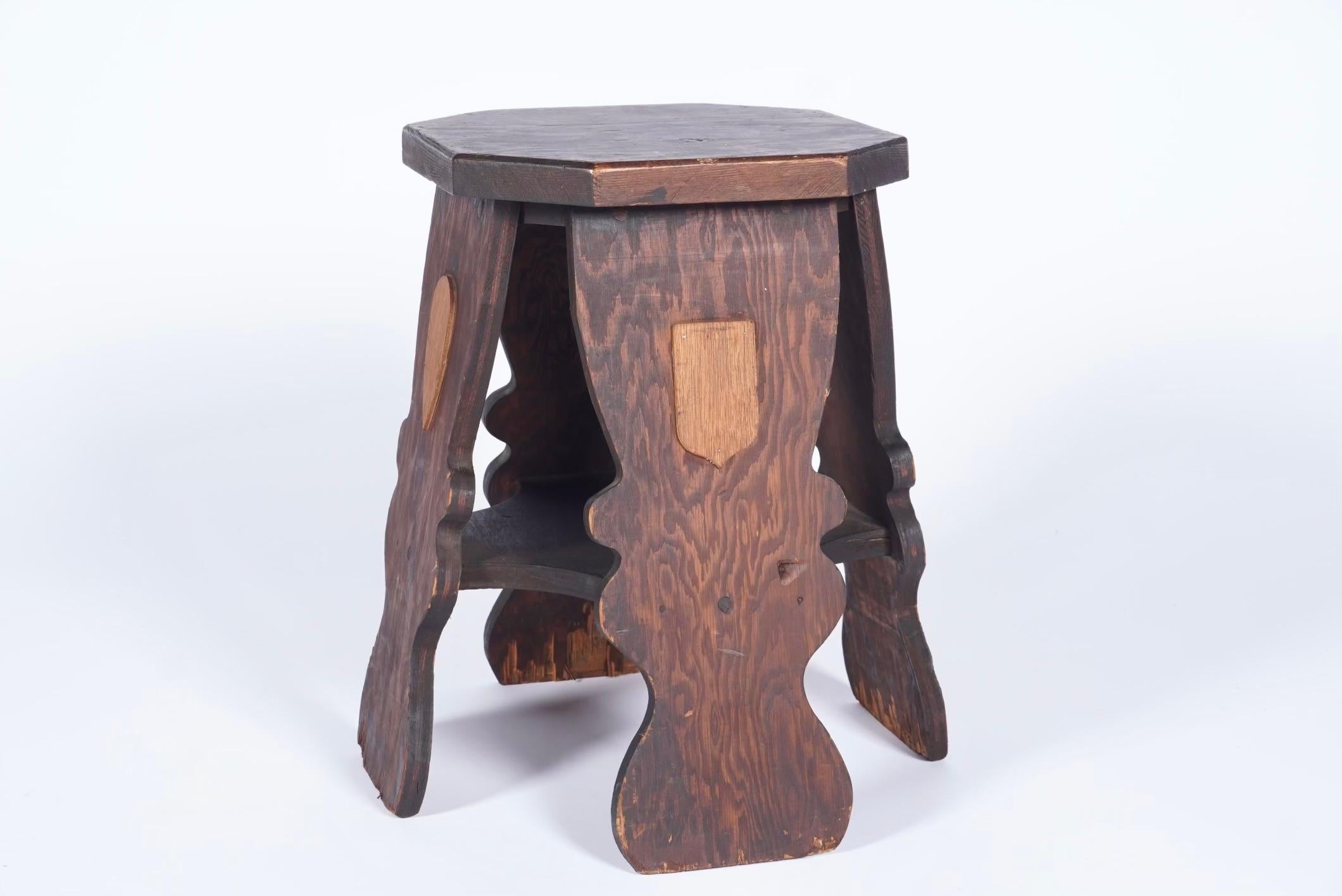 Fir Set of 6 - 1950s Hand-made Plywood Stacking Stools from a Masonic Temple