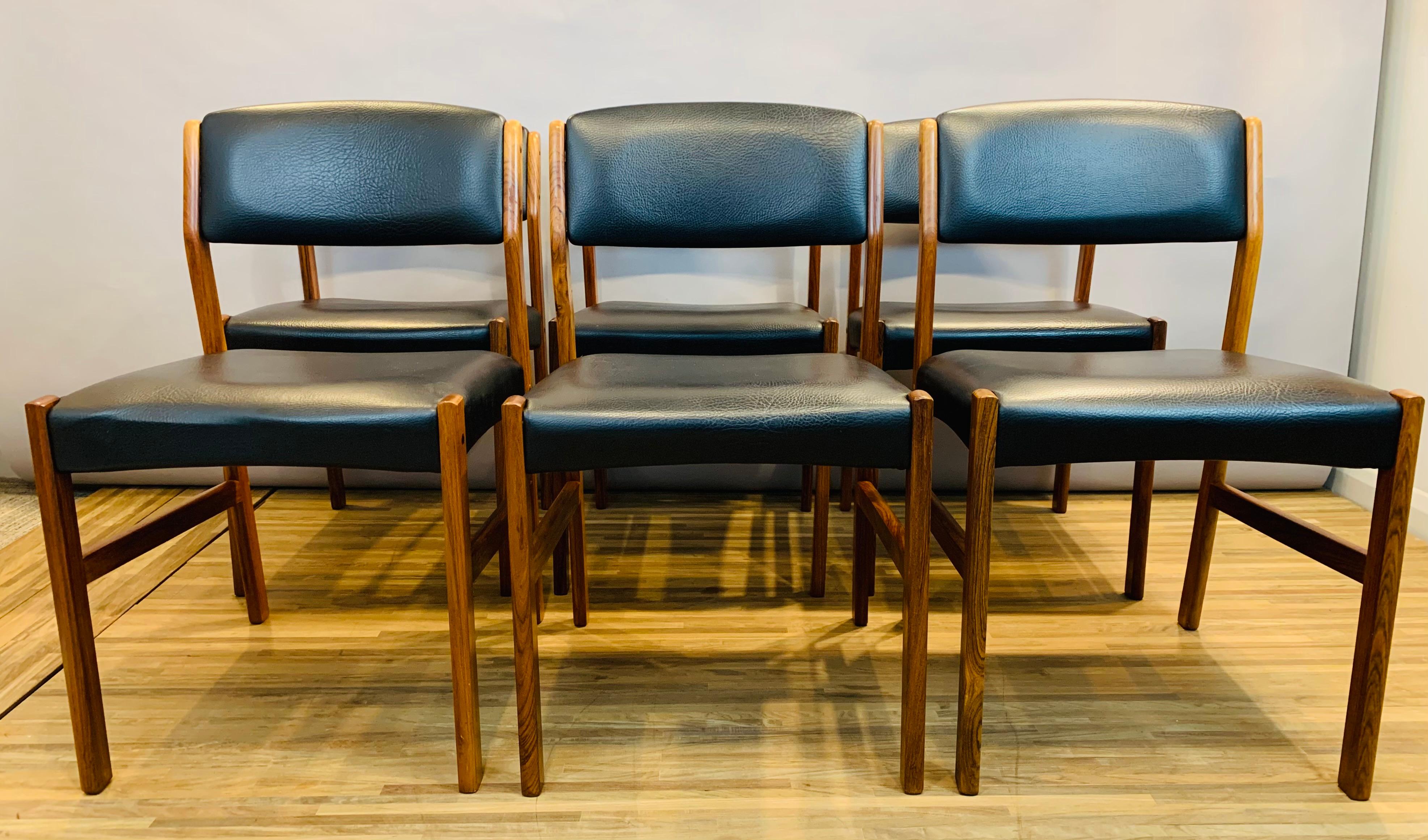 20th Century Set of 6 1960s Danish Hugo Frandsen Spøttrup Stolefabrik Rosewood Dining Chairs