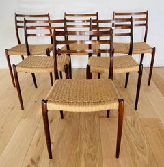 Set of 6 1960s Danish Niels Møller Model 78 Rosewood Dining Chairs J. L. Møller
