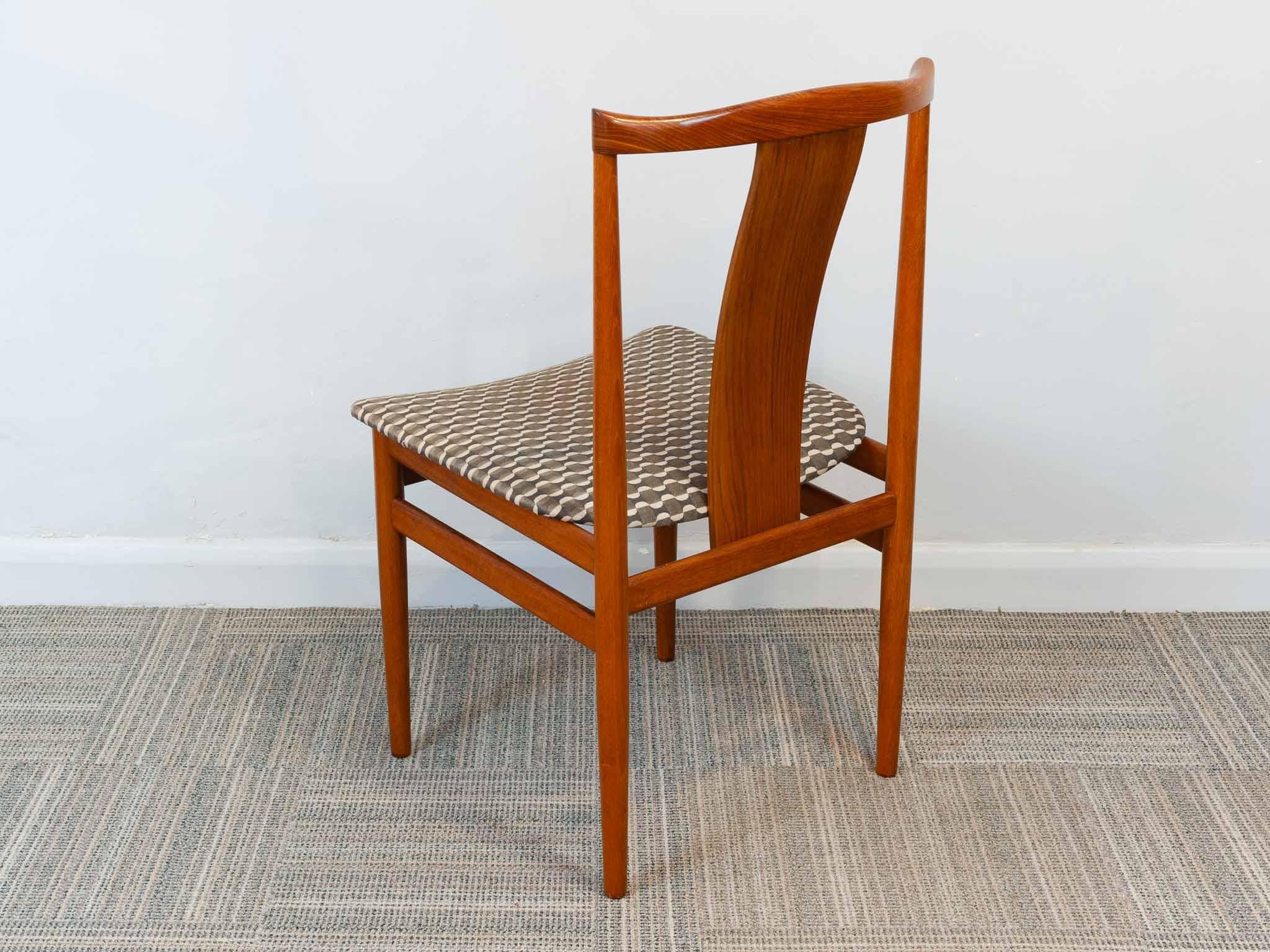 Fabric Set of 6 1960s Danish Teak Dining Chairs by Henning Sorensen for Danex