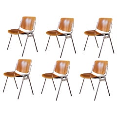 Set of 6 1960s Giancarlo Piretti Stackable Chairs for Castelli