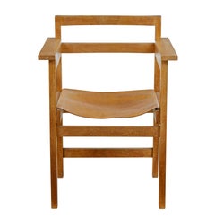 Set of 6 1960’s Scandinavian modern oak and leather armchairs