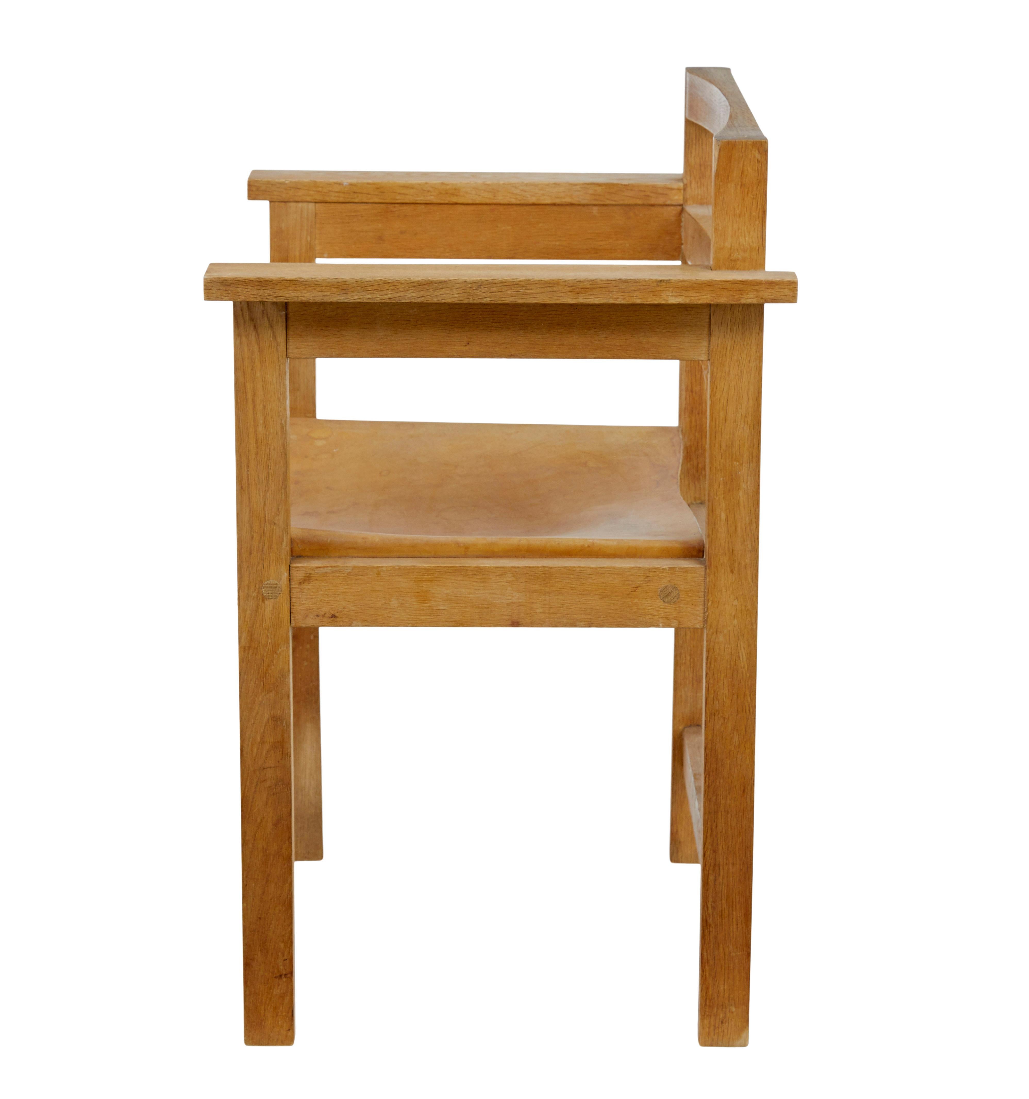 6 Sessel aus Eiche und Leder, skandinavisch modern, 1960er Jahre (Moderne der Mitte des Jahrhunderts) im Angebot