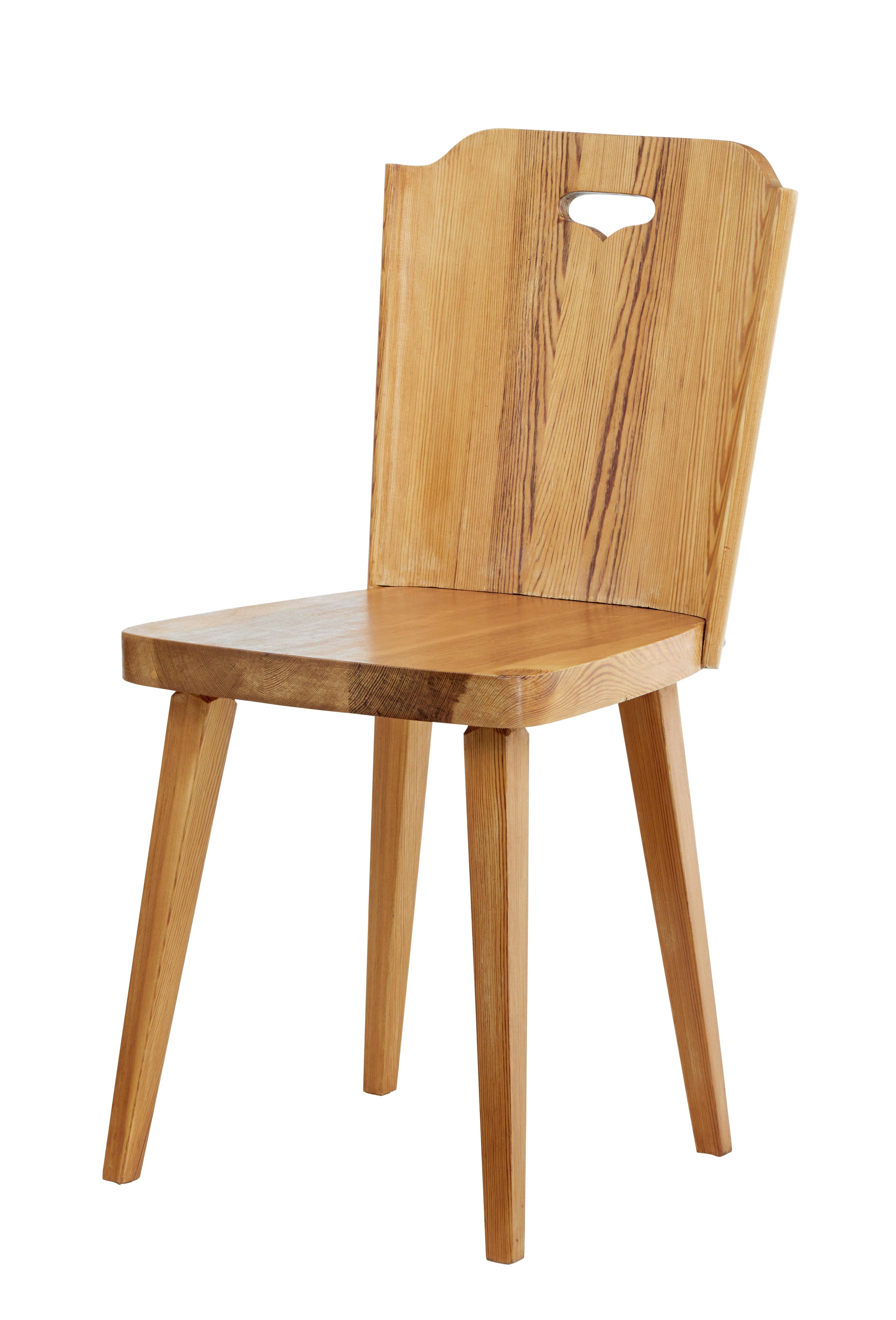 Scandinavian Modern Set of 6 1960s Swedish Pine Dining Chairs