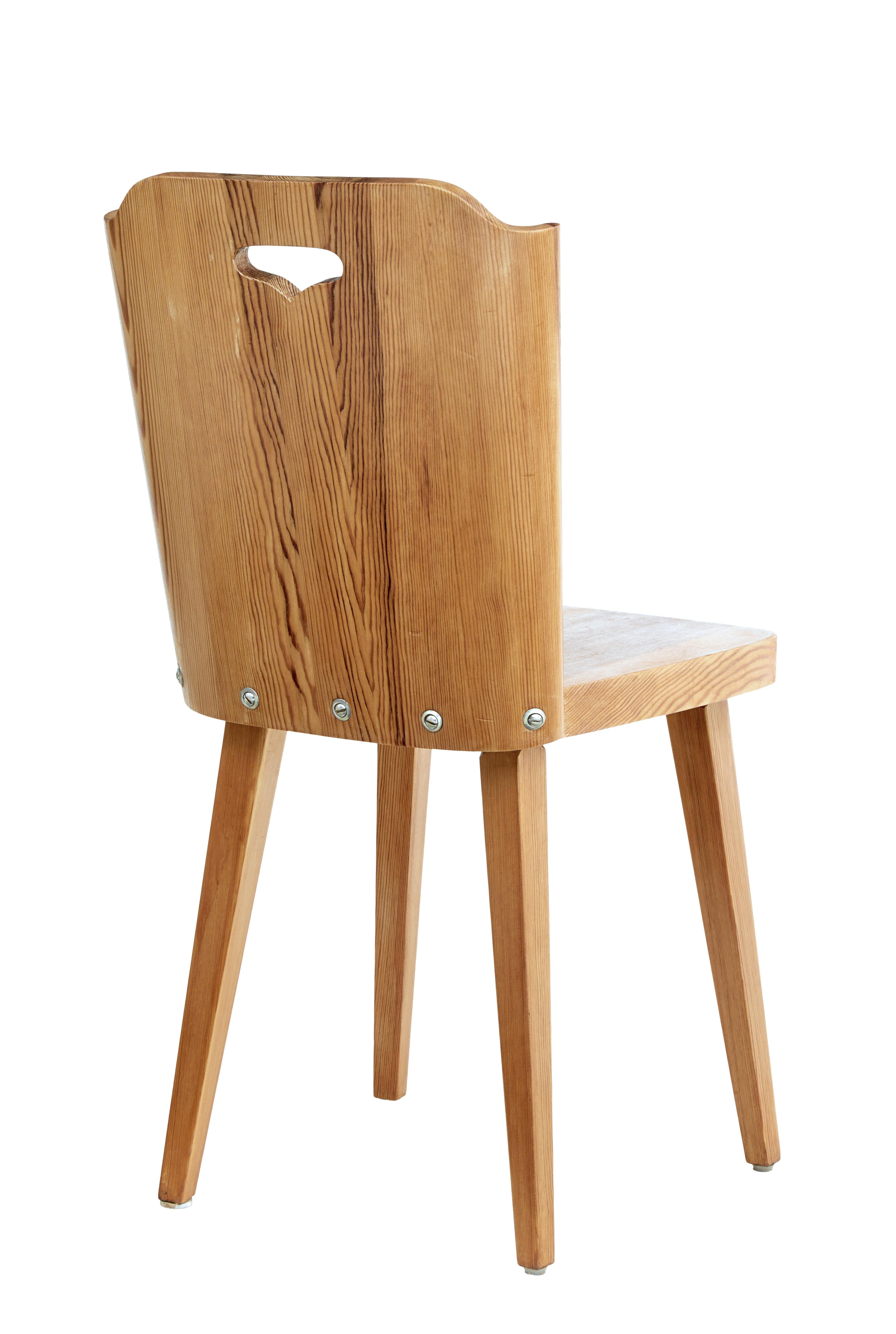 Set of 6 1960s Swedish Pine Dining Chairs In Good Condition In Debenham, Suffolk