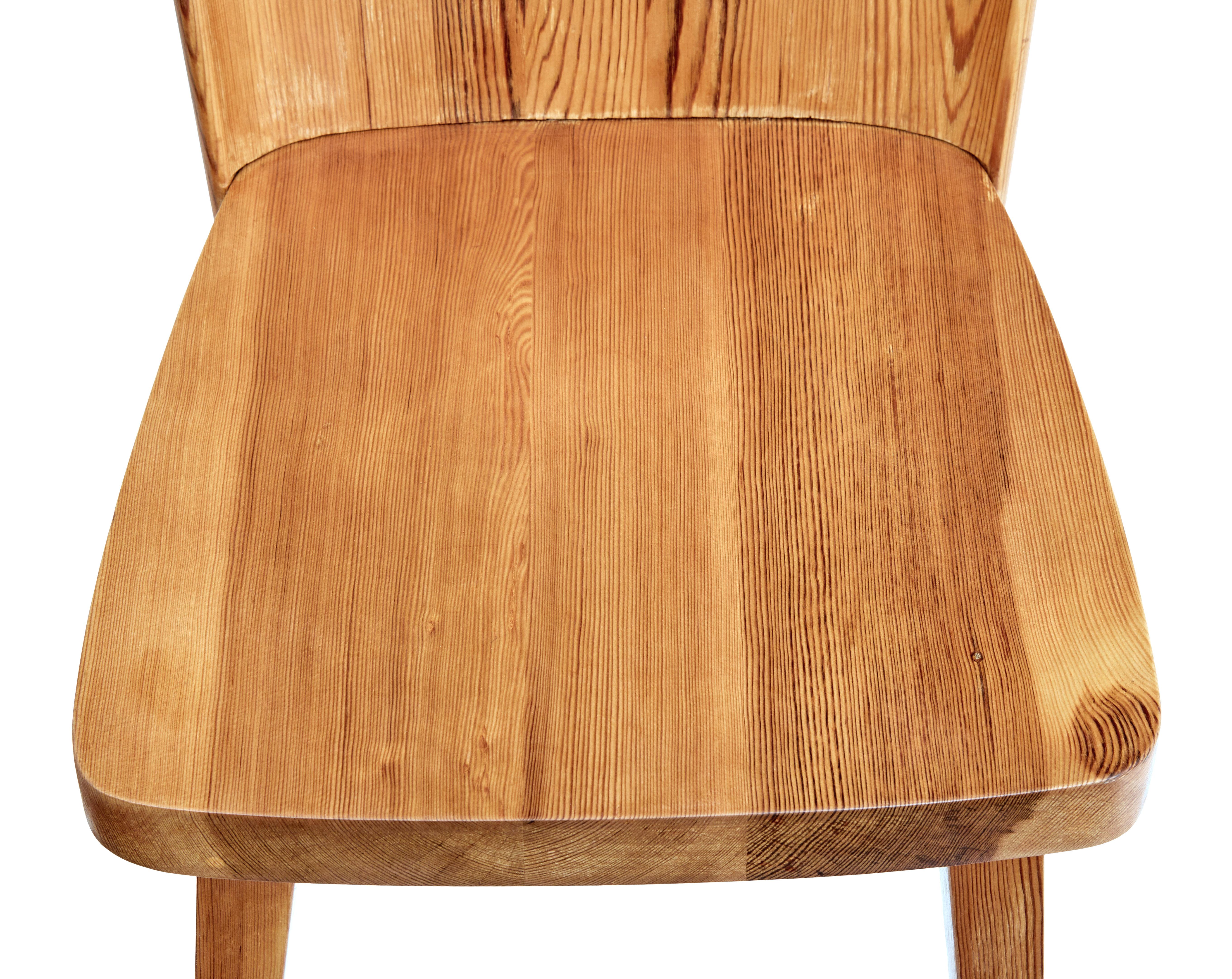 20th Century Set of 6 1960s Swedish Pine Dining Chairs