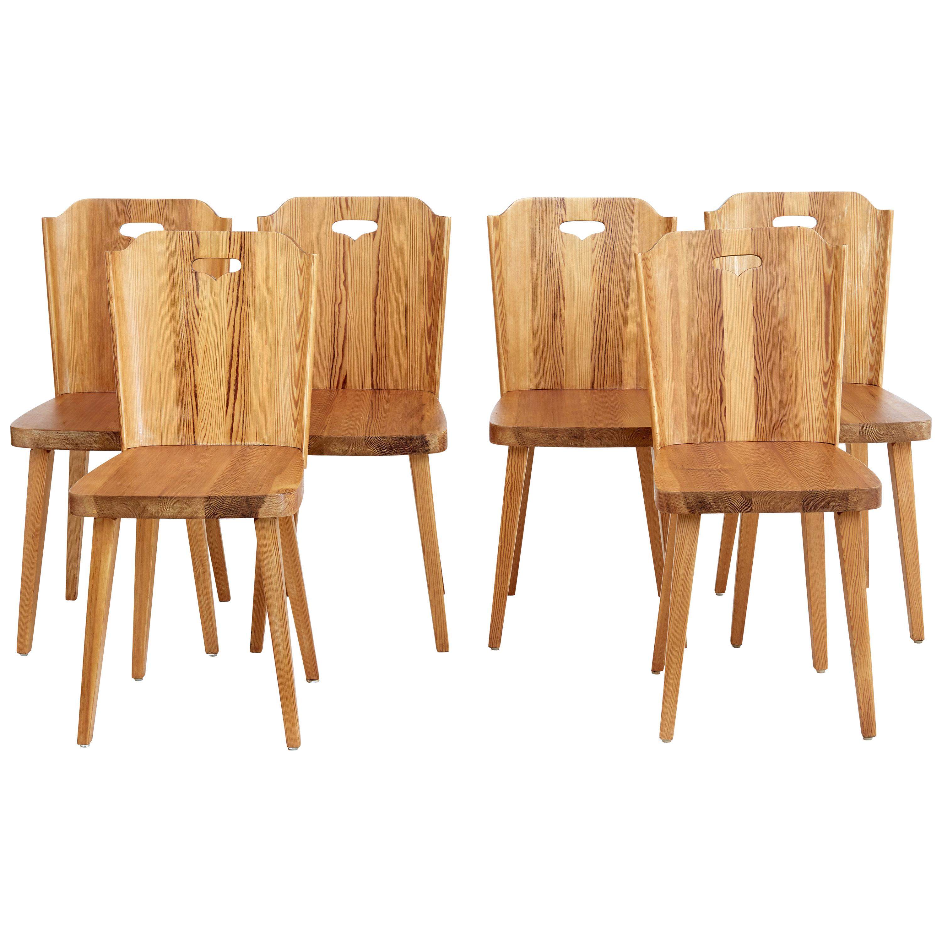 Set of 6 1960s Swedish Pine Dining Chairs