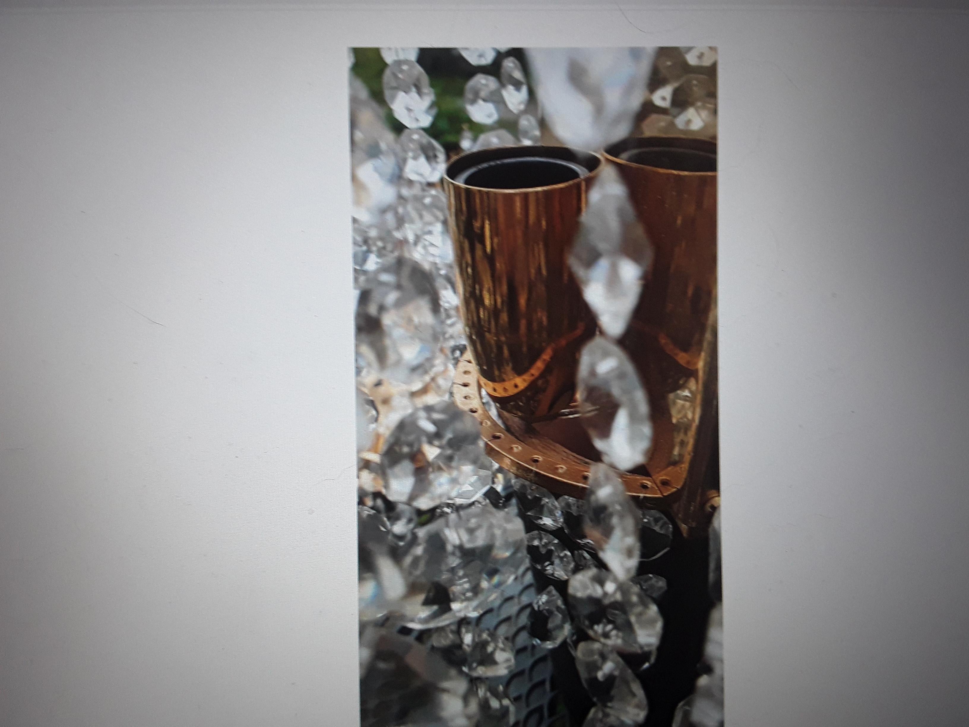 Satz von 6 schwedischen Regency-Wandleuchtern aus den 1960er Jahren mit 24-karätiger Goldplatte und Kristall-Wasserfall im Zustand „Gut“ im Angebot in Opa Locka, FL