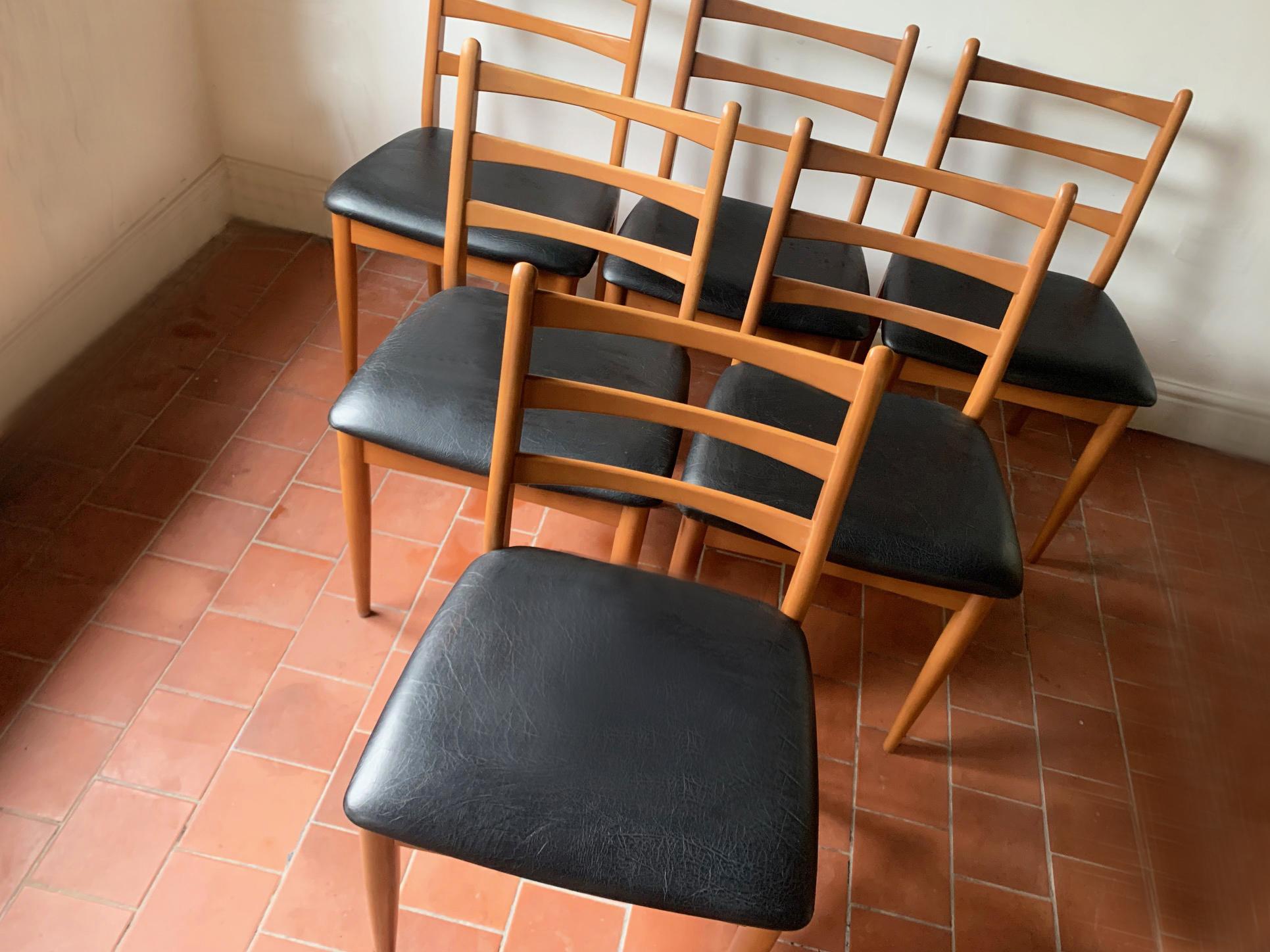Britannique Ensemble de 6 chaises de salle à manger des années 1970 par Schreiber en vente