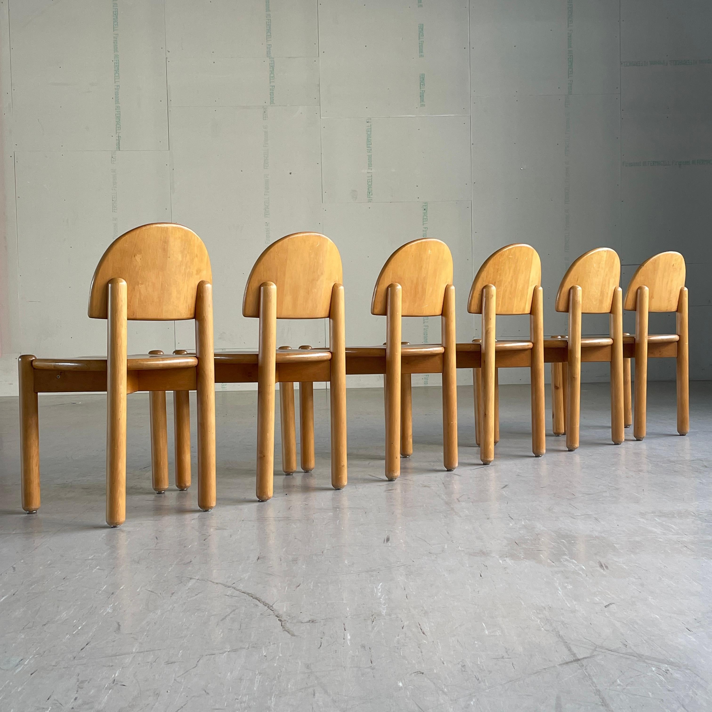 Set of 6 1970's Rainer Daumiller solid beechwood dining chairs, Denmark (Skandinavische Moderne) im Angebot