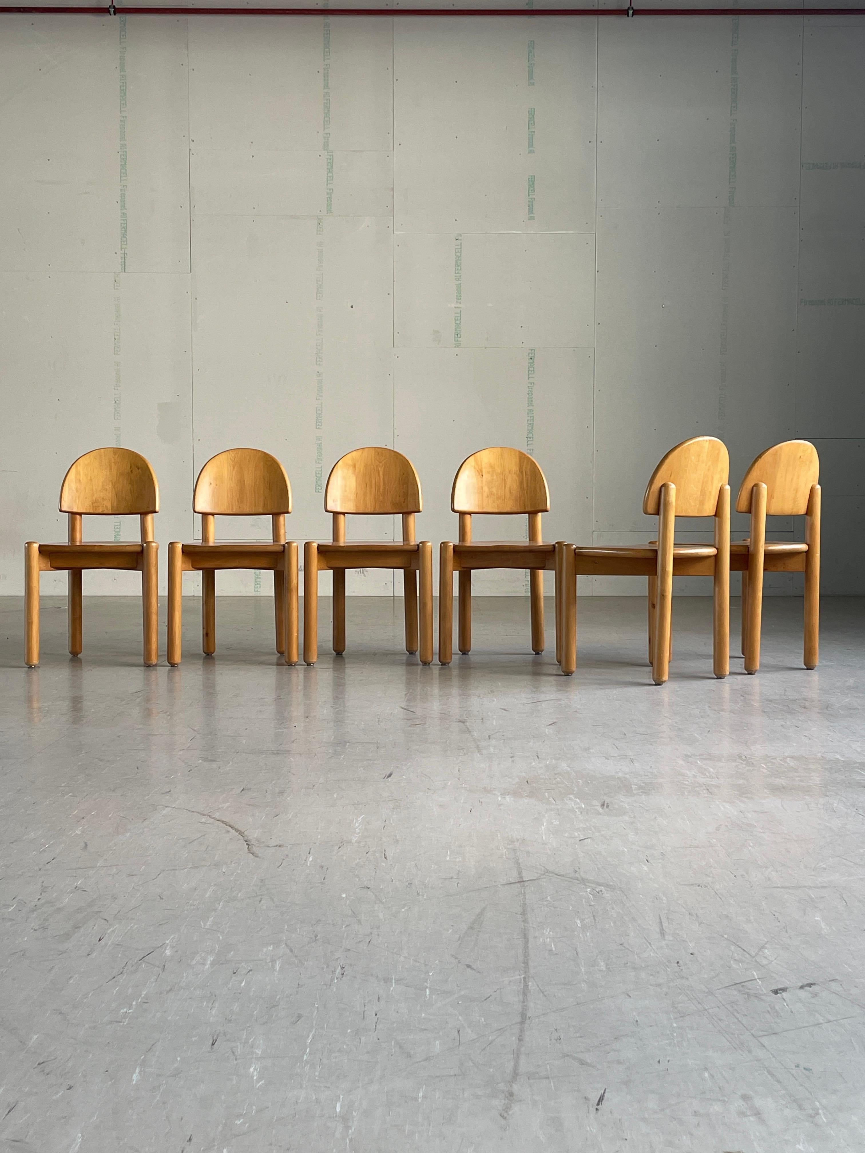 Set of 6 1970's Rainer Daumiller solid beechwood dining chairs, Denmark (Kiefernholz) im Angebot