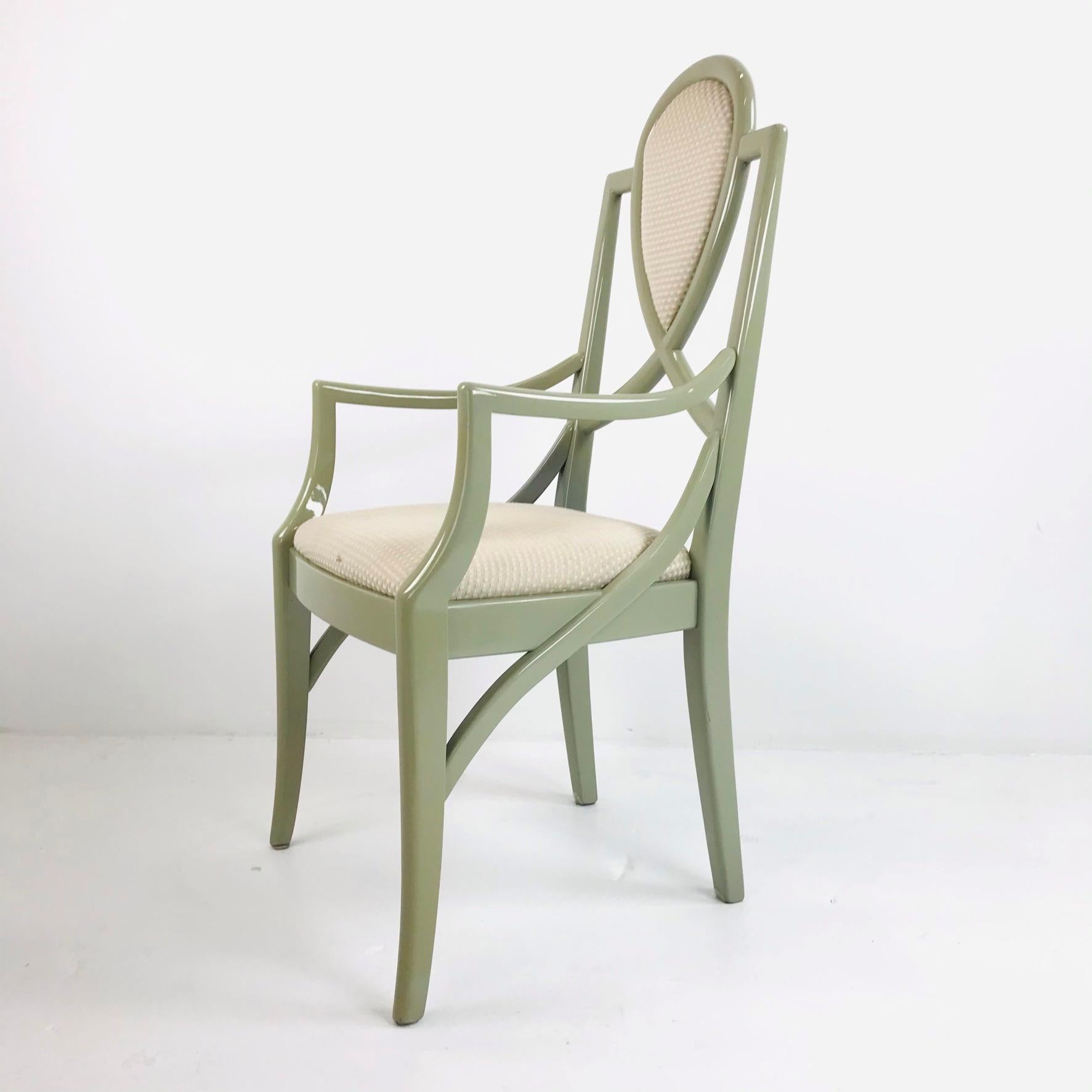 Set of 6 1980s Gray Lacquered Dining Chairs 5