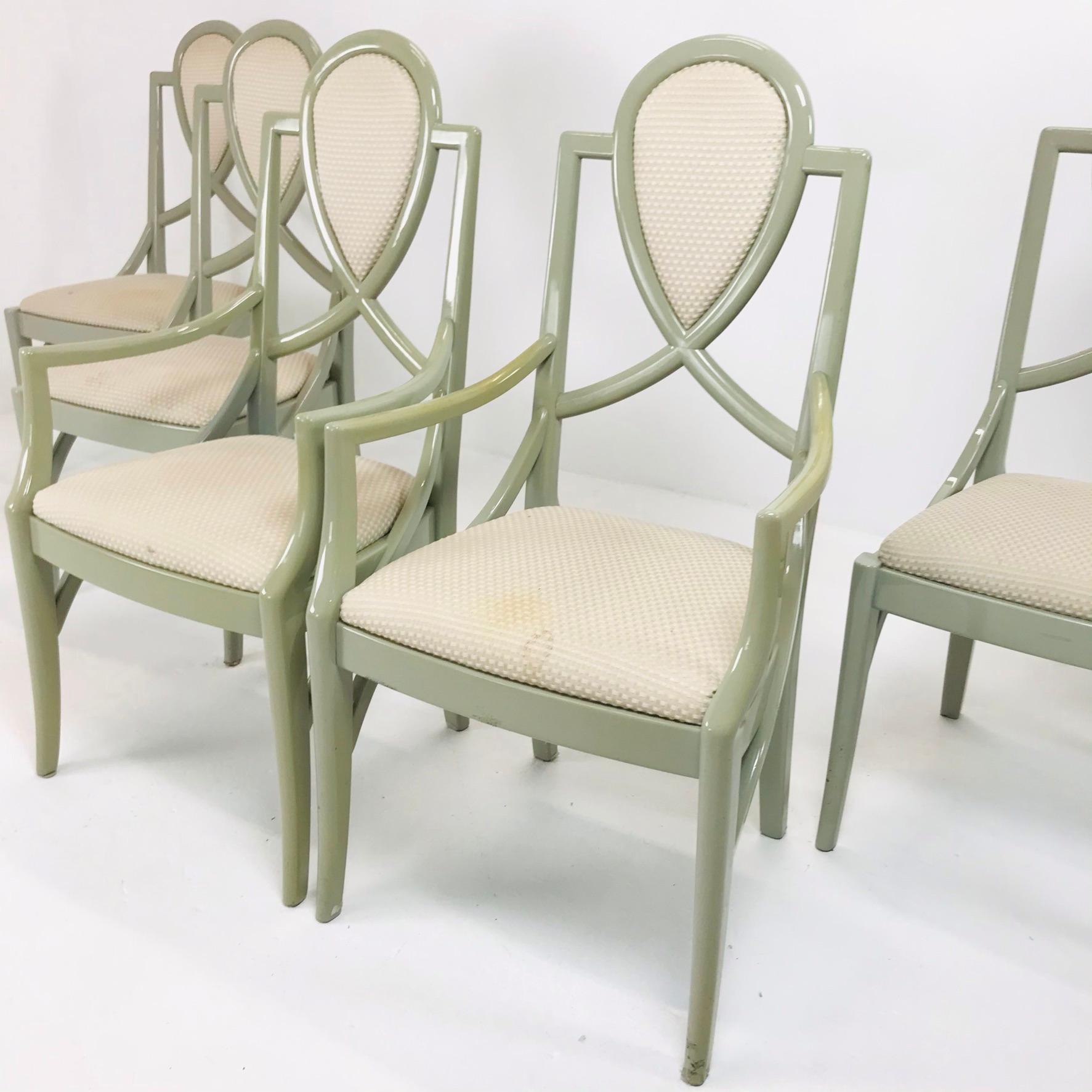 Set of 6 1980s Gray Lacquered Dining Chairs In Good Condition In Dallas, TX