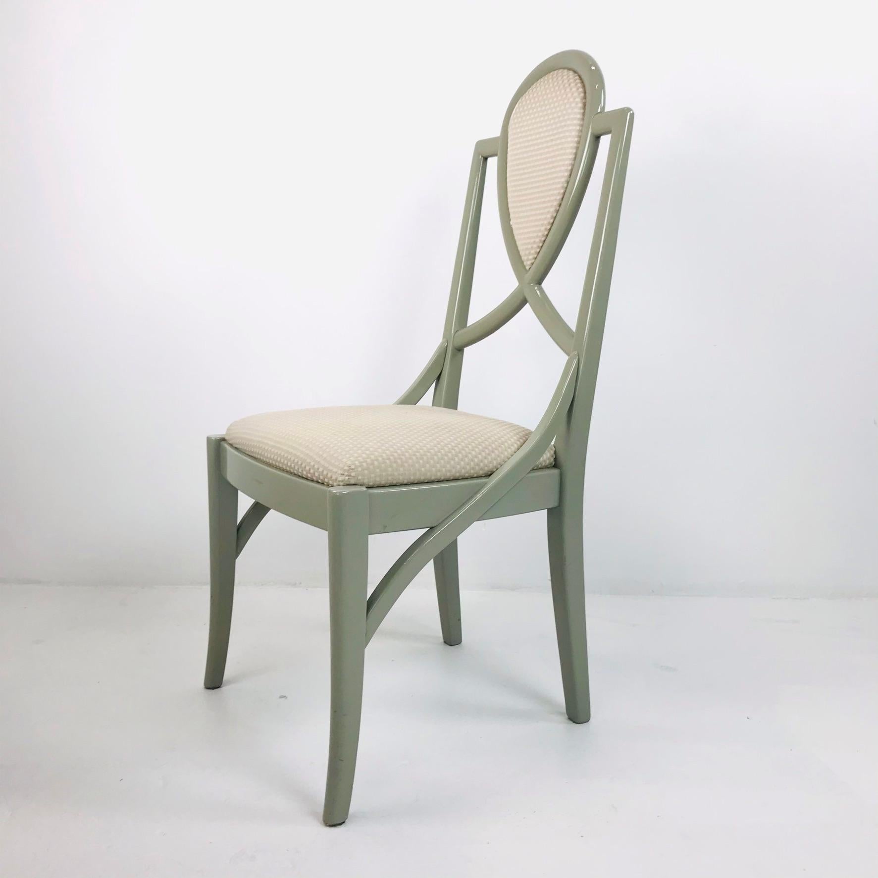 Set of 6 1980s Gray Lacquered Dining Chairs 2
