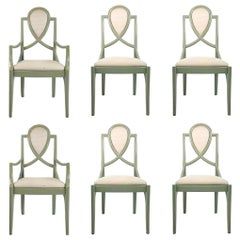 Set of 6 1980s Gray Lacquered Dining Chairs