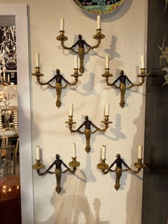 Set of 6 19th c. French Empire Bronze Sconces