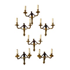 Set of 6 19th c. French Empire Bronze Sconces