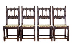 Set of 6 19th Century carved oak dining chairs