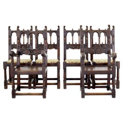 Set of 6 19th Century carved oak dining chairs