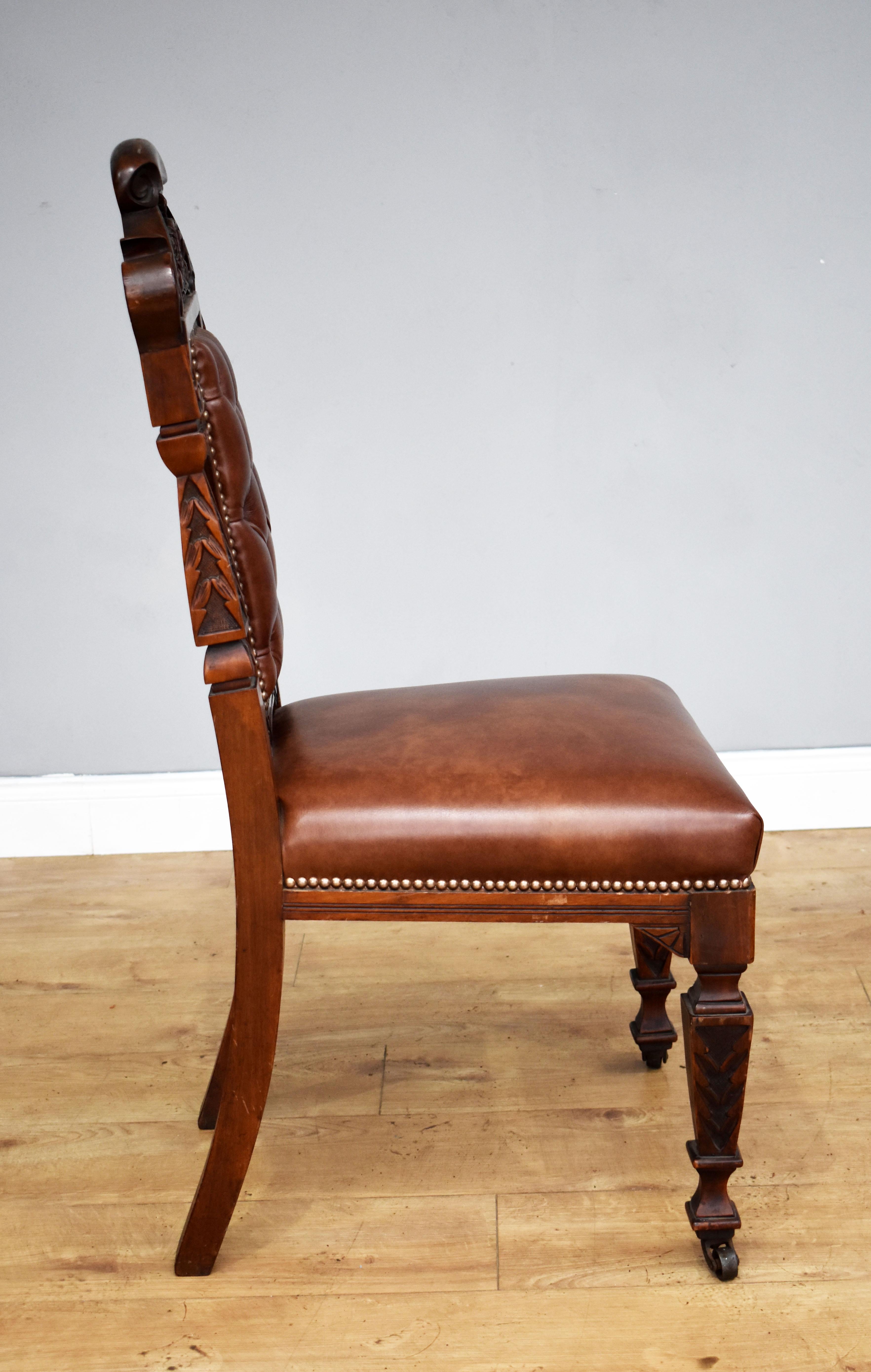 Set of 6 19th Century Carved Walnut Dining Chairs 1