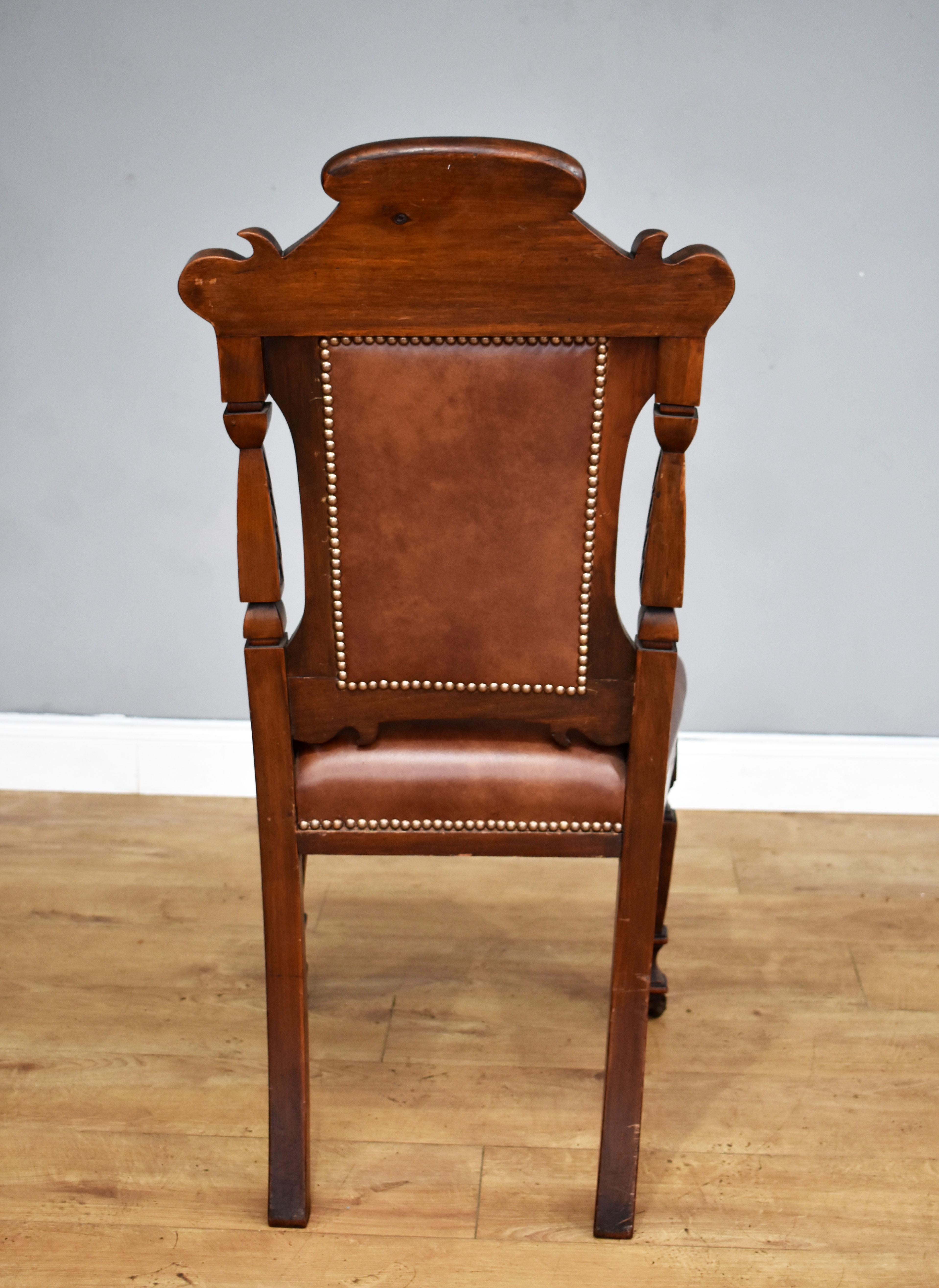 Set of 6 19th Century Carved Walnut Dining Chairs 2