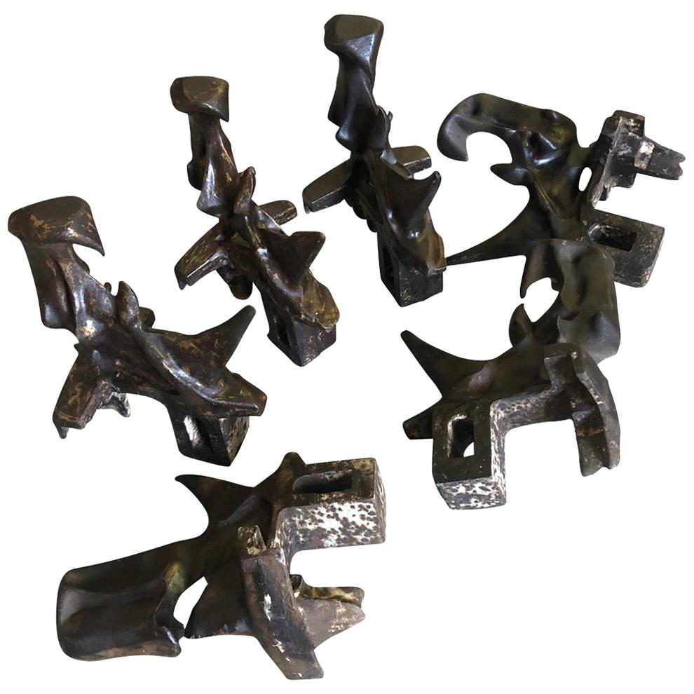 Set of 6 19th Century Cast Iron Industrial Curiosities For Sale
