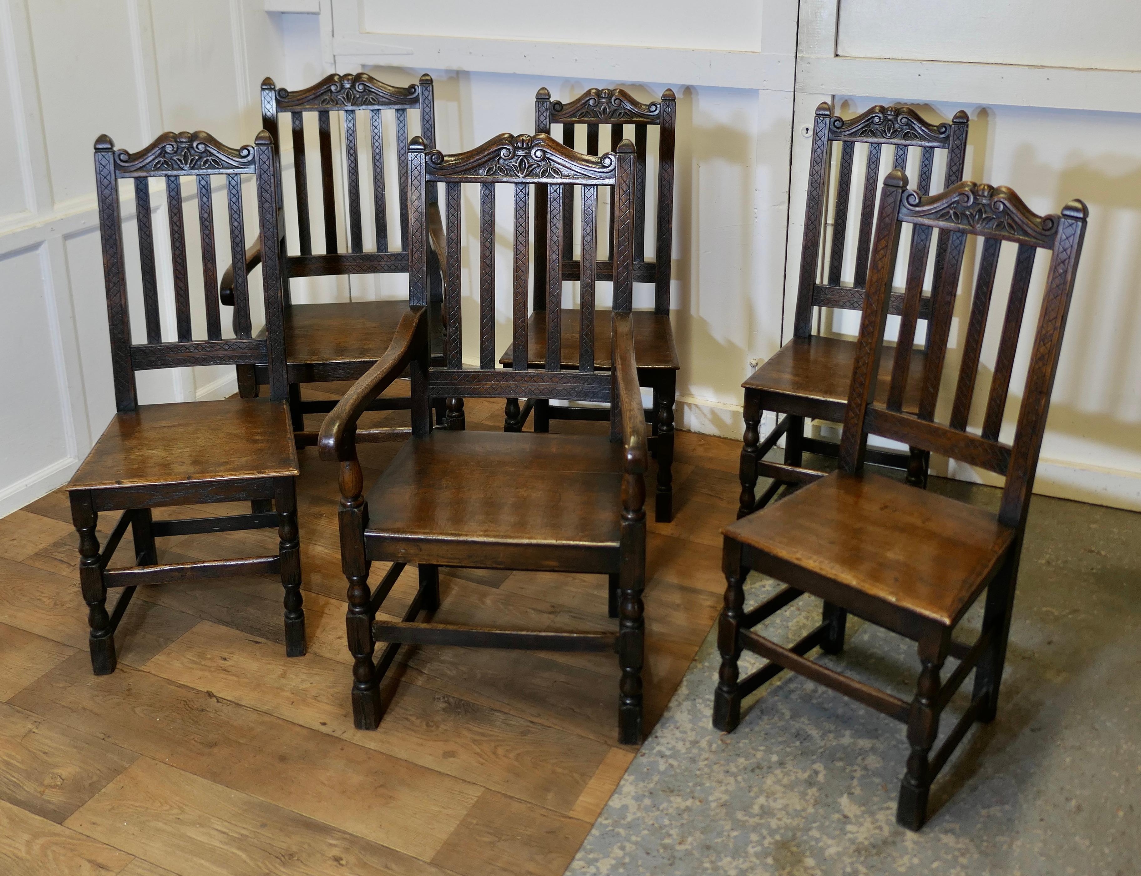 Ensemble de 6 chaises de salle à manger de campagne du 19e siècle   Il s'agit d'un charmant ensemble Bon état - En vente à Godshill, Isle of Wight