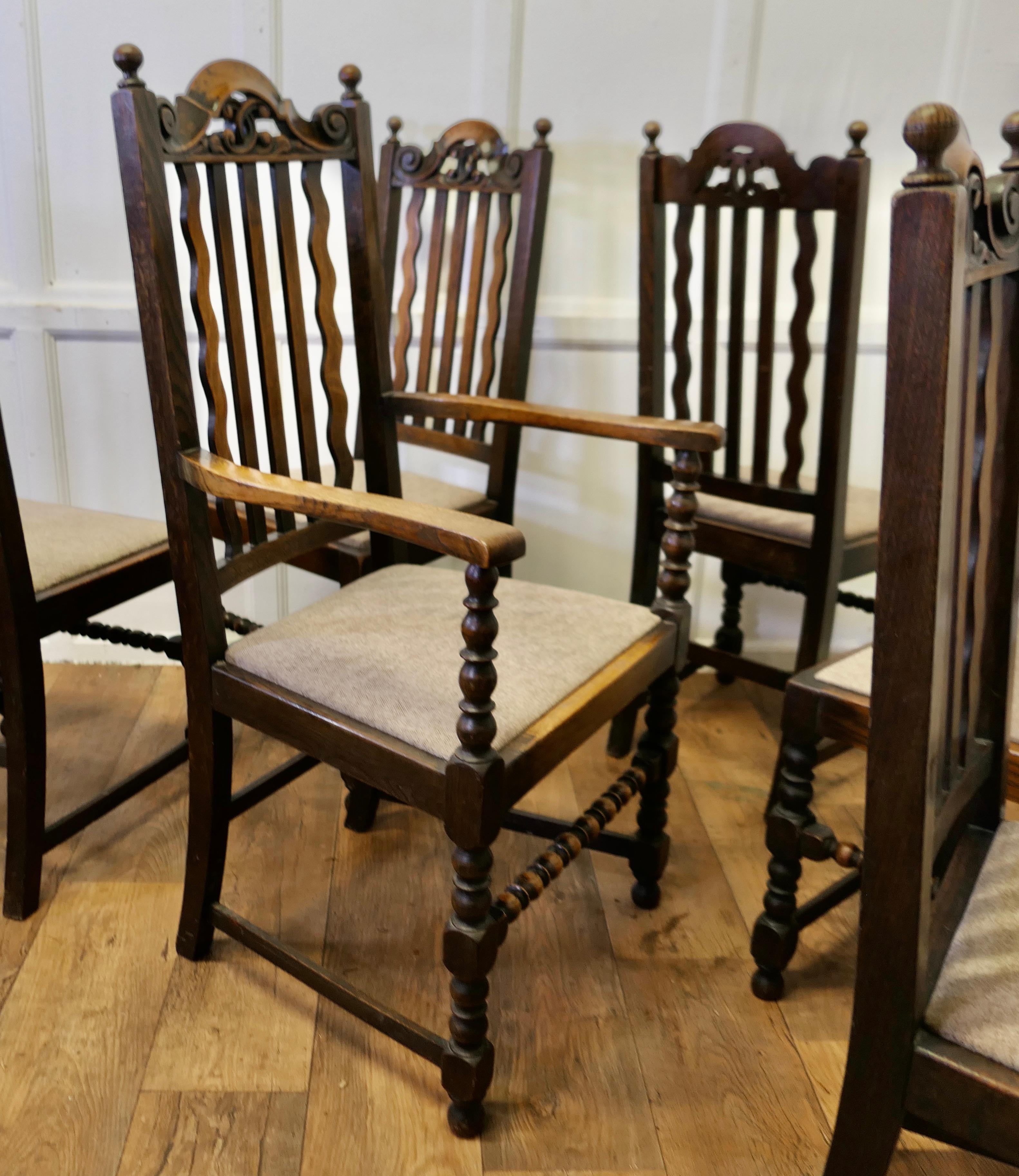 Ensemble de 6 chaises de salle à manger en chêne de style maison de campagne du 19e siècle     en vente 1