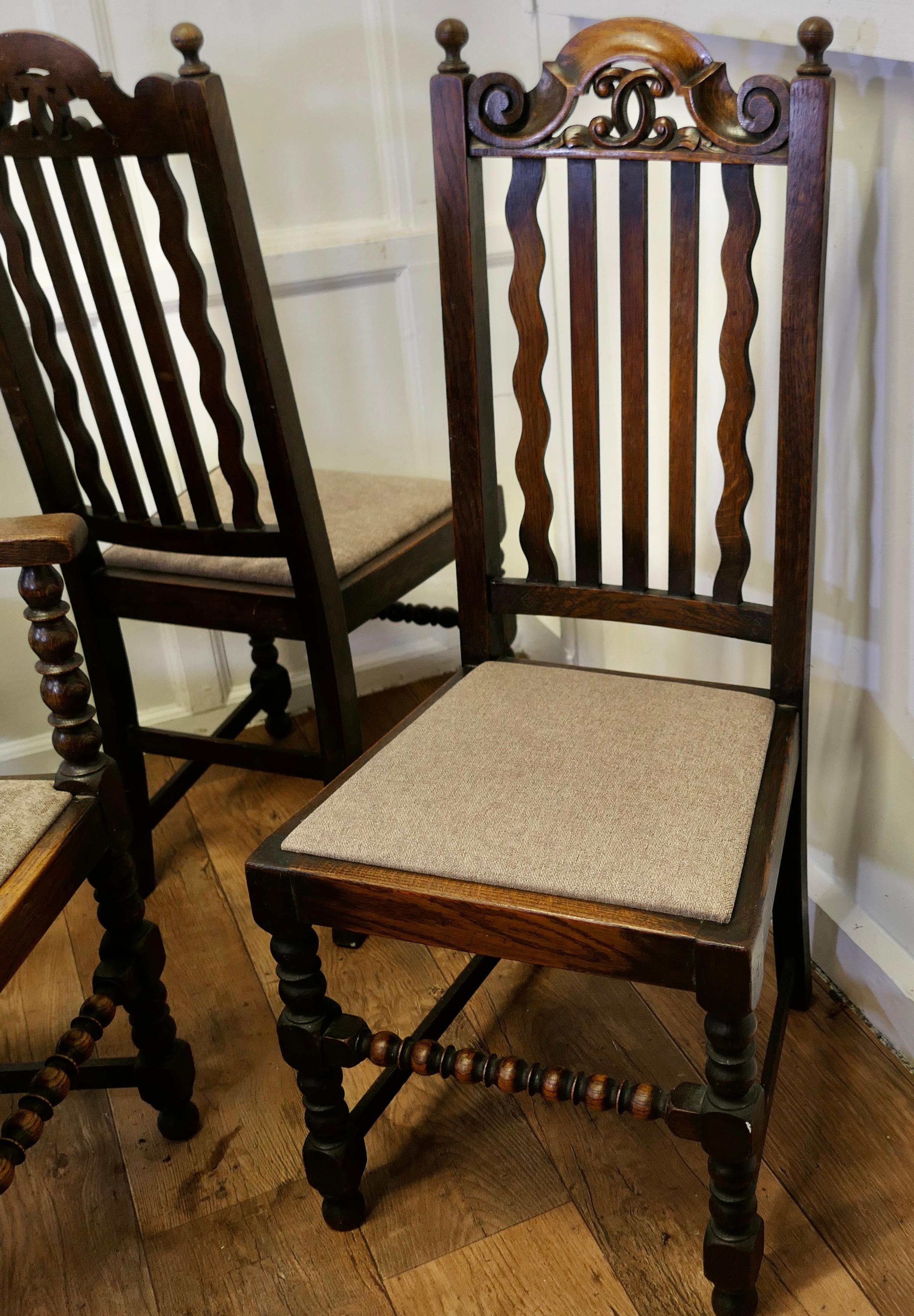 Set of 6 19th Century Country House Oak Dining Chairs     For Sale 4