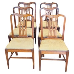 Set of 6 19th Century English Dining Chairs With Pierced Backs