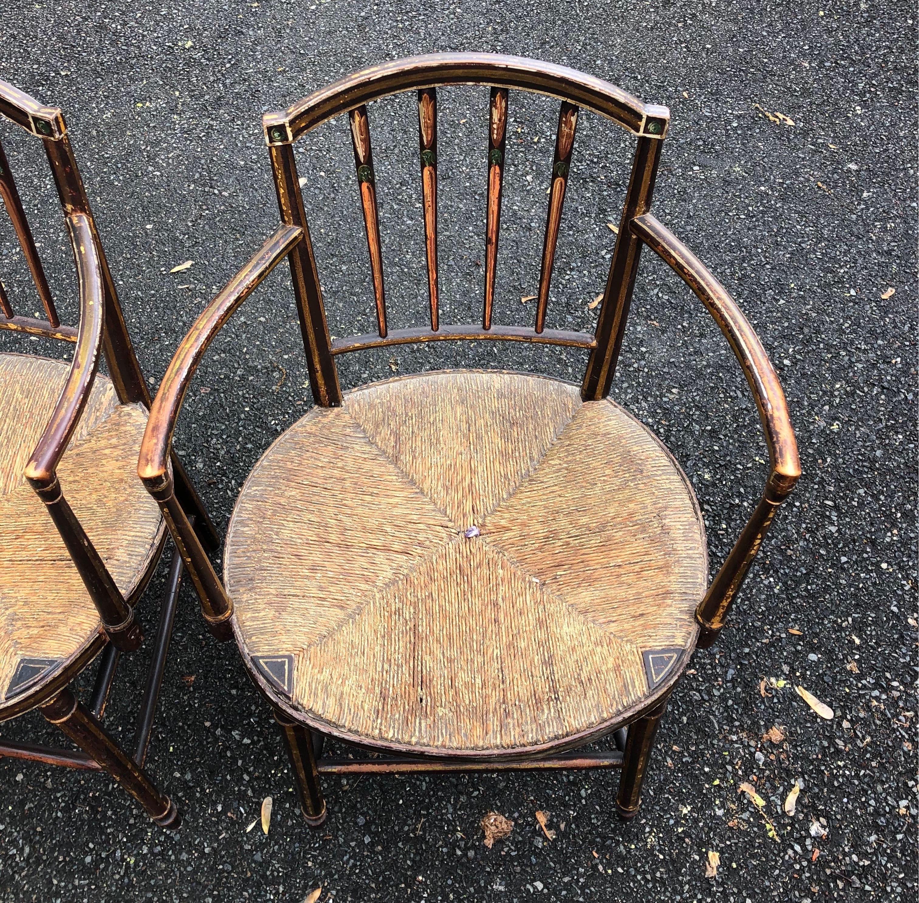 Set of 6 19th Century English Regency Armchairs in Original Paint In Good Condition In Charleston, SC