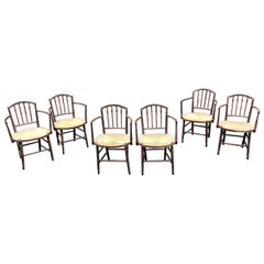 Set of 6 19th Century English Regency Armchairs in Original Paint