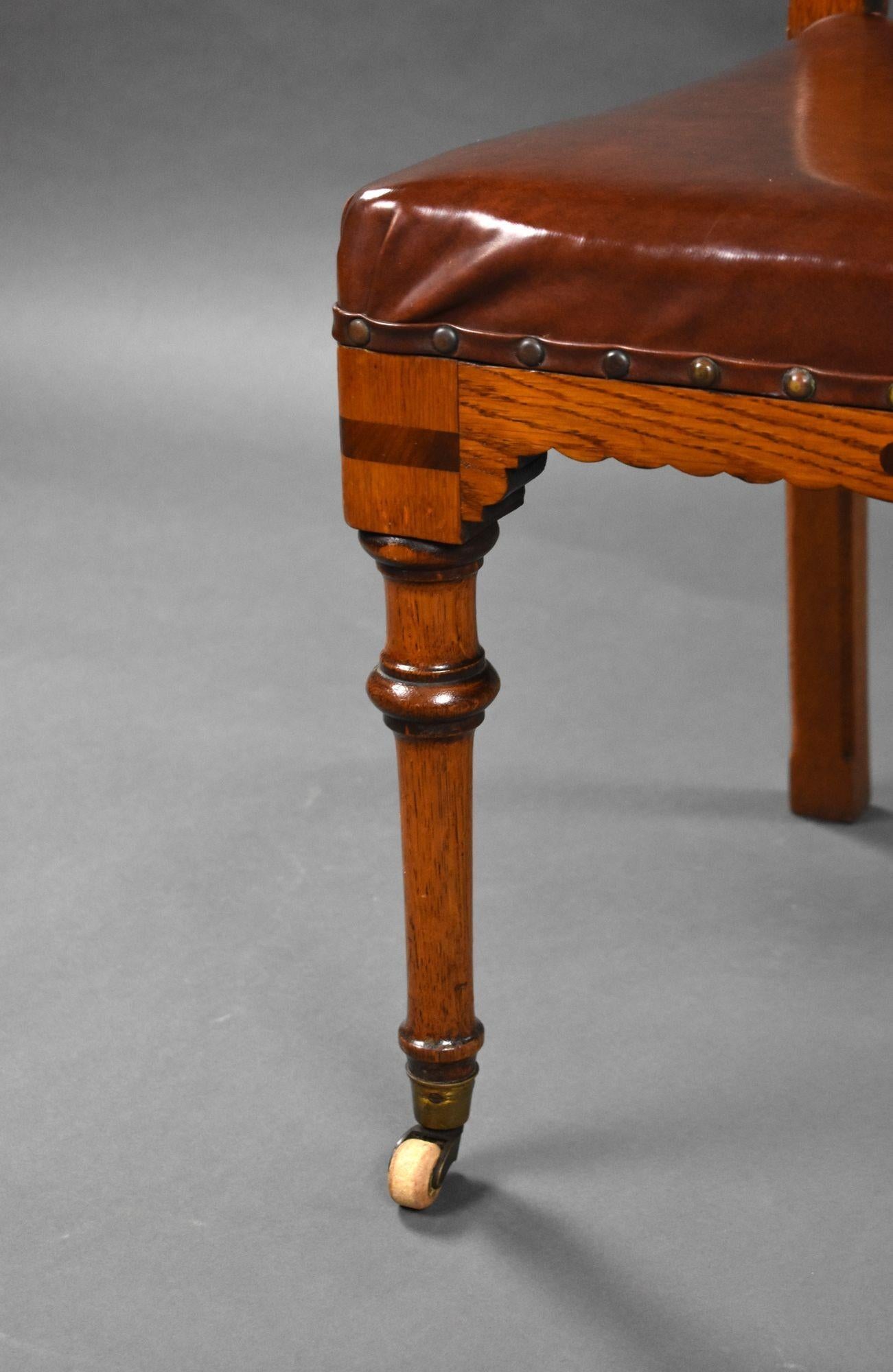 Set of 6 19th Century English Victorian Oak Dining Chairs For Sale 3