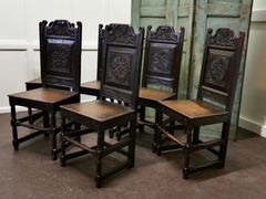 Set of 6 19th Century Gothic Oak Celtic Design Country Chairs