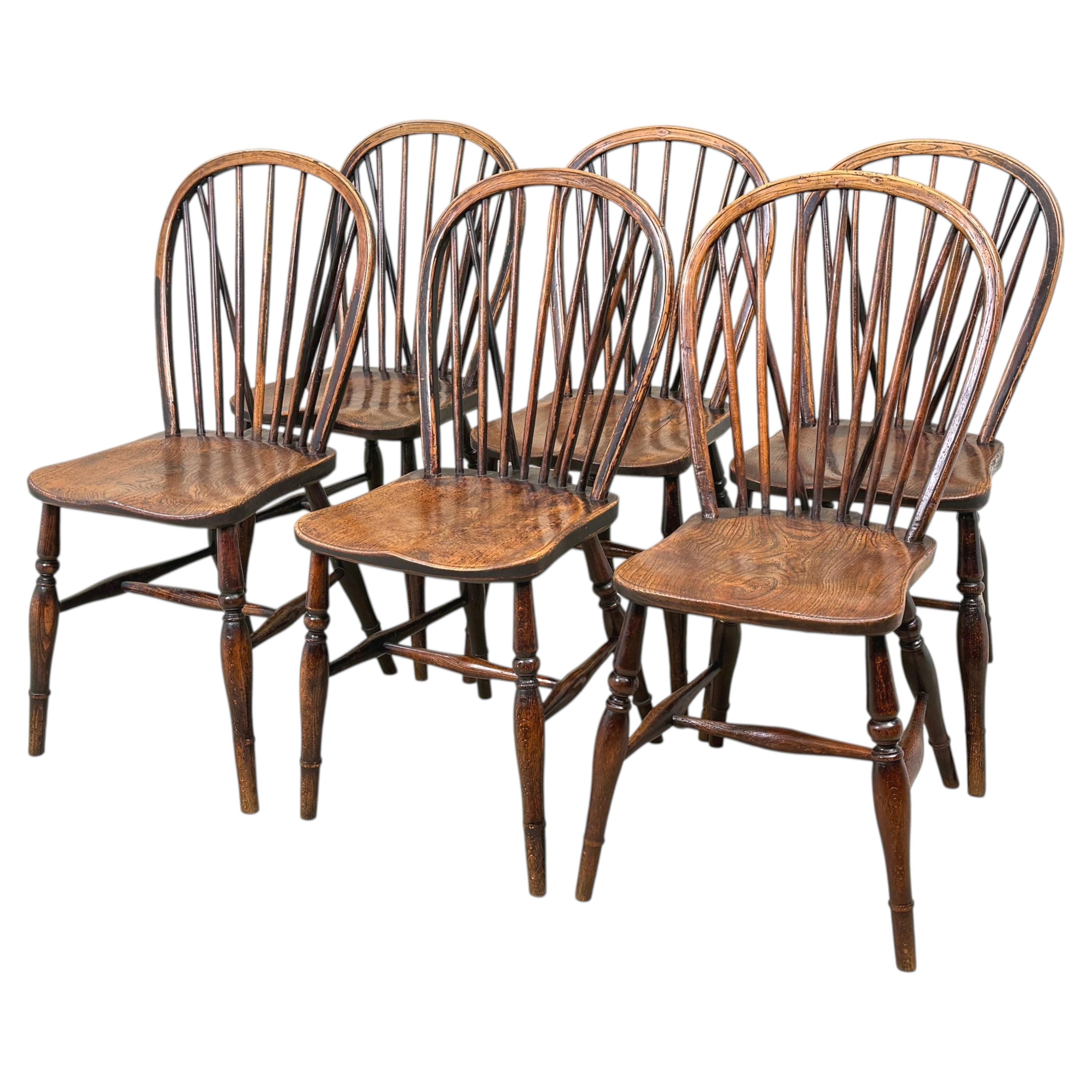 Set Of 6 19th Century Kitchen Farmhouse Dining Chairs