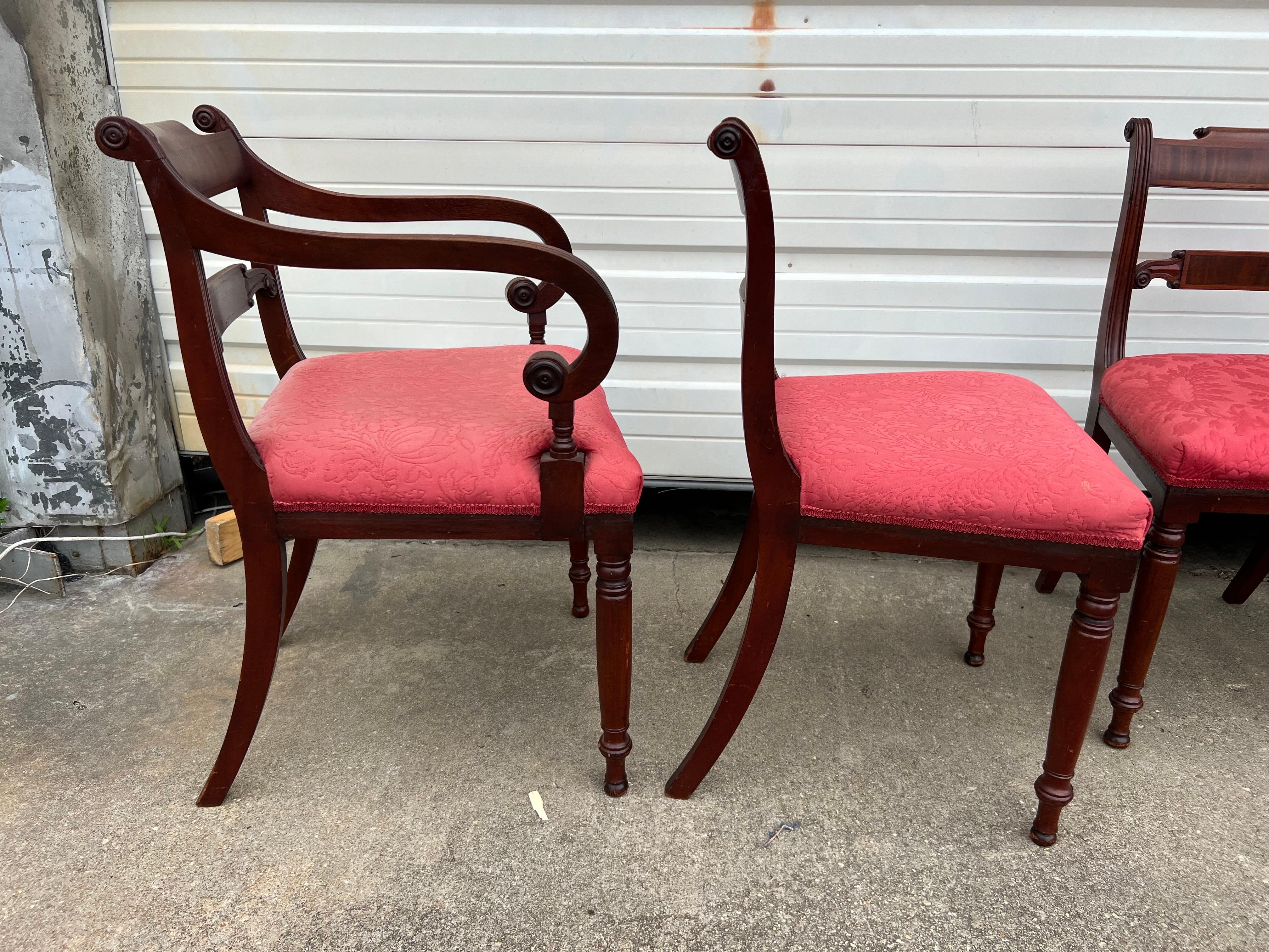 Set of 6 19th Century Mahogany English Regency Dining Chairs For Sale 7
