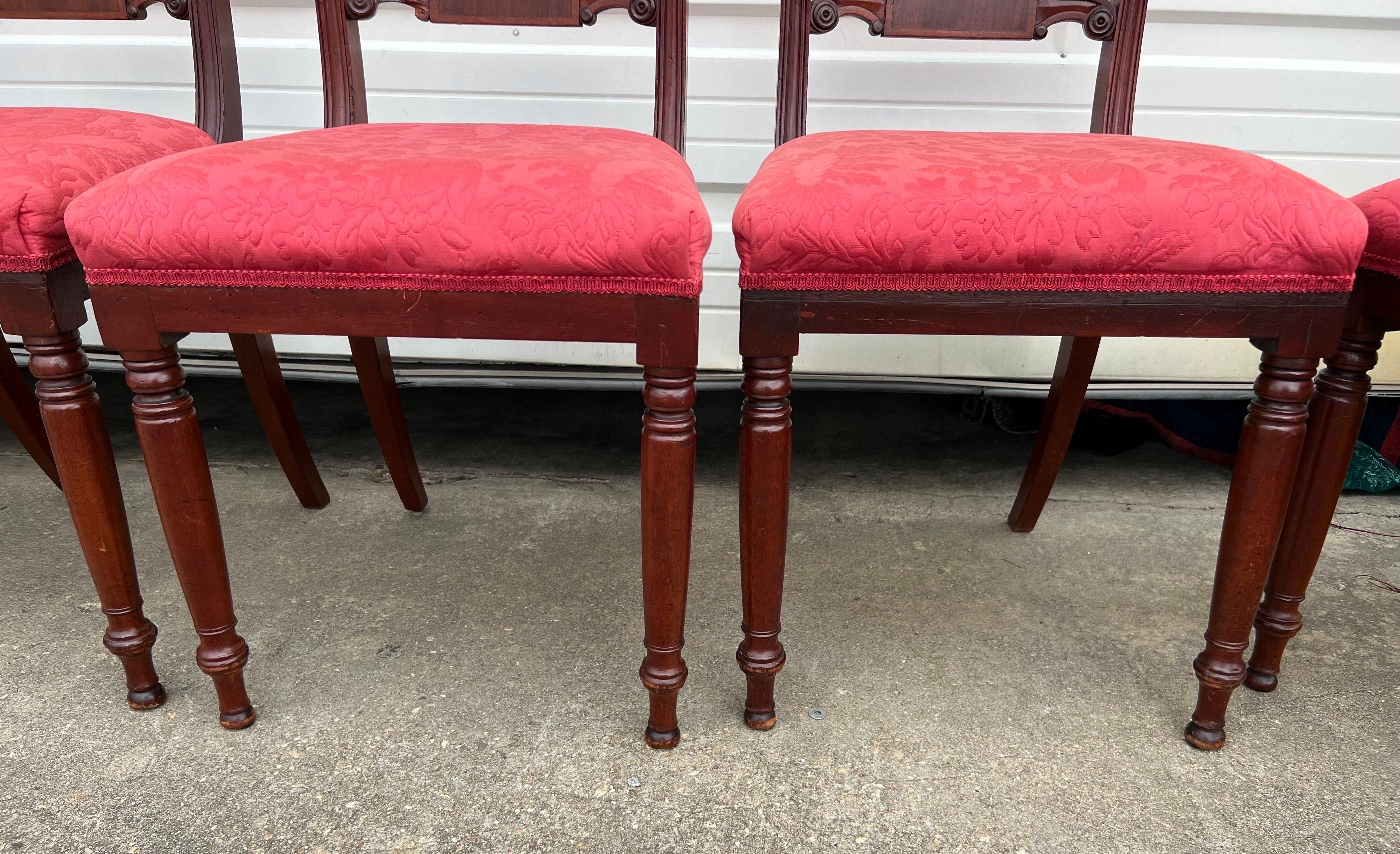 Set of 6 19th Century Mahogany English Regency Dining Chairs For Sale 4