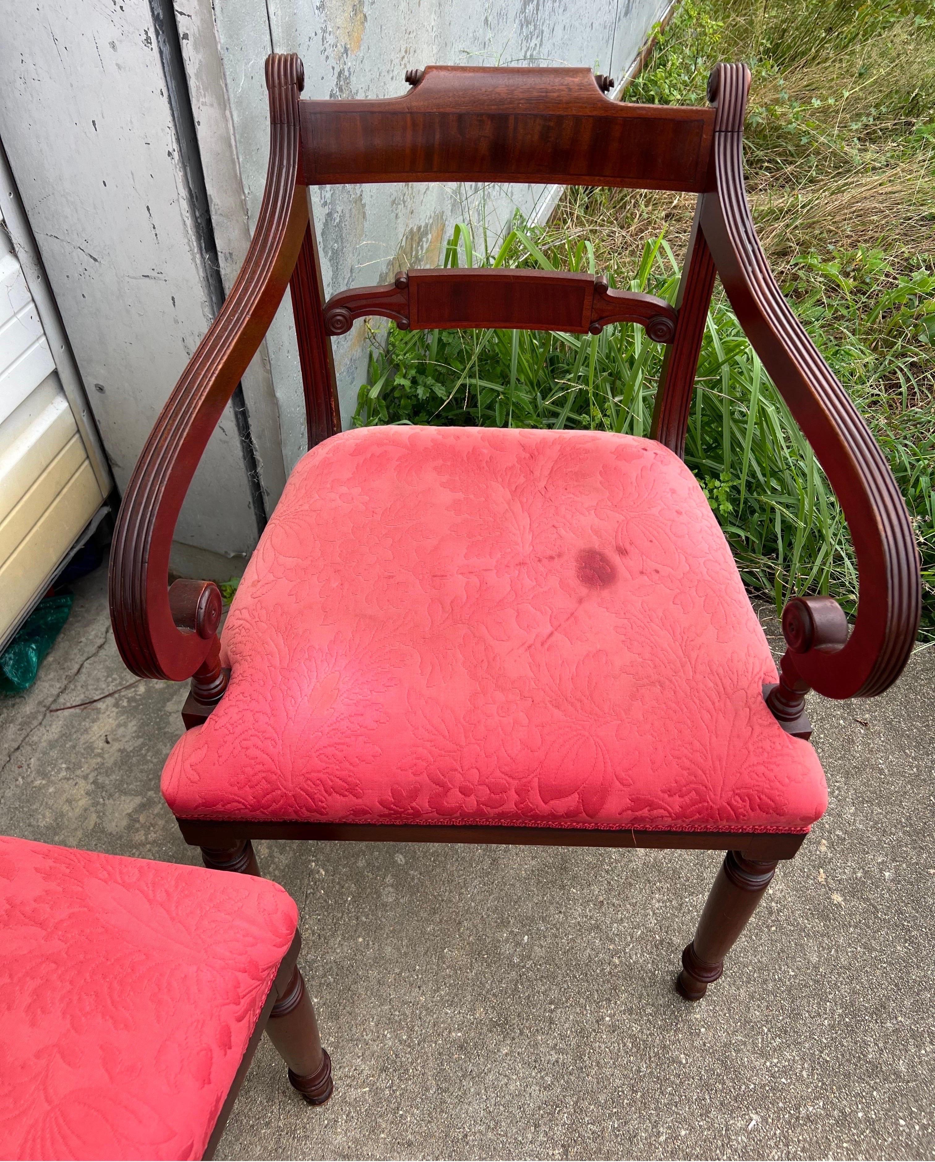 Ensemble de 6 chaises de salle à manger Regency en acajou du 19ème siècle en vente 3