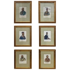 Set di 6 ritratti di nativi americani di McKenney & Hall del 19° secolo