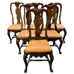 Set of 6 19th Century Queen Anne Chinoiserie Dining Chairs