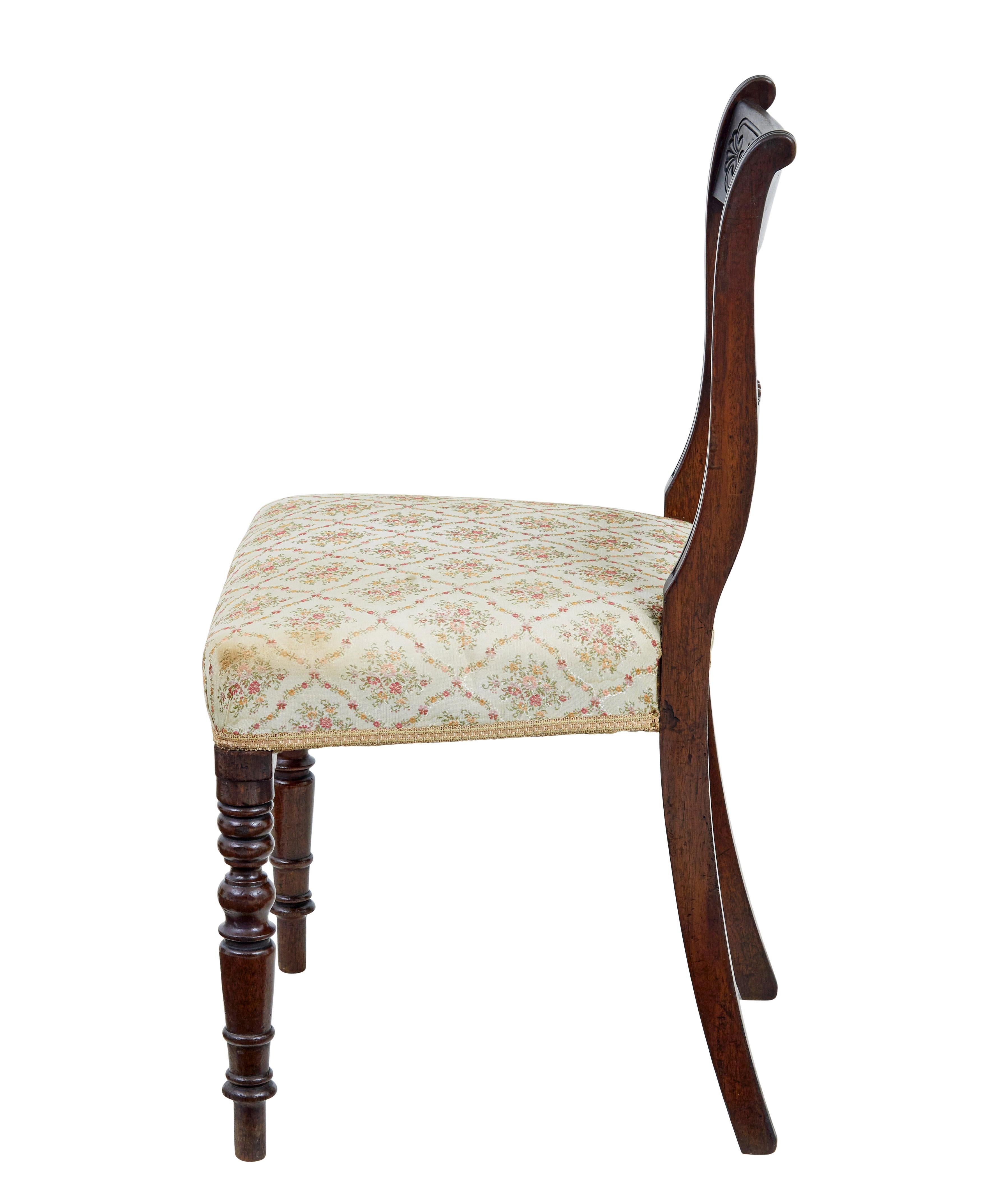 English Set of 6 19th century Regency mahogany dining chairs For Sale