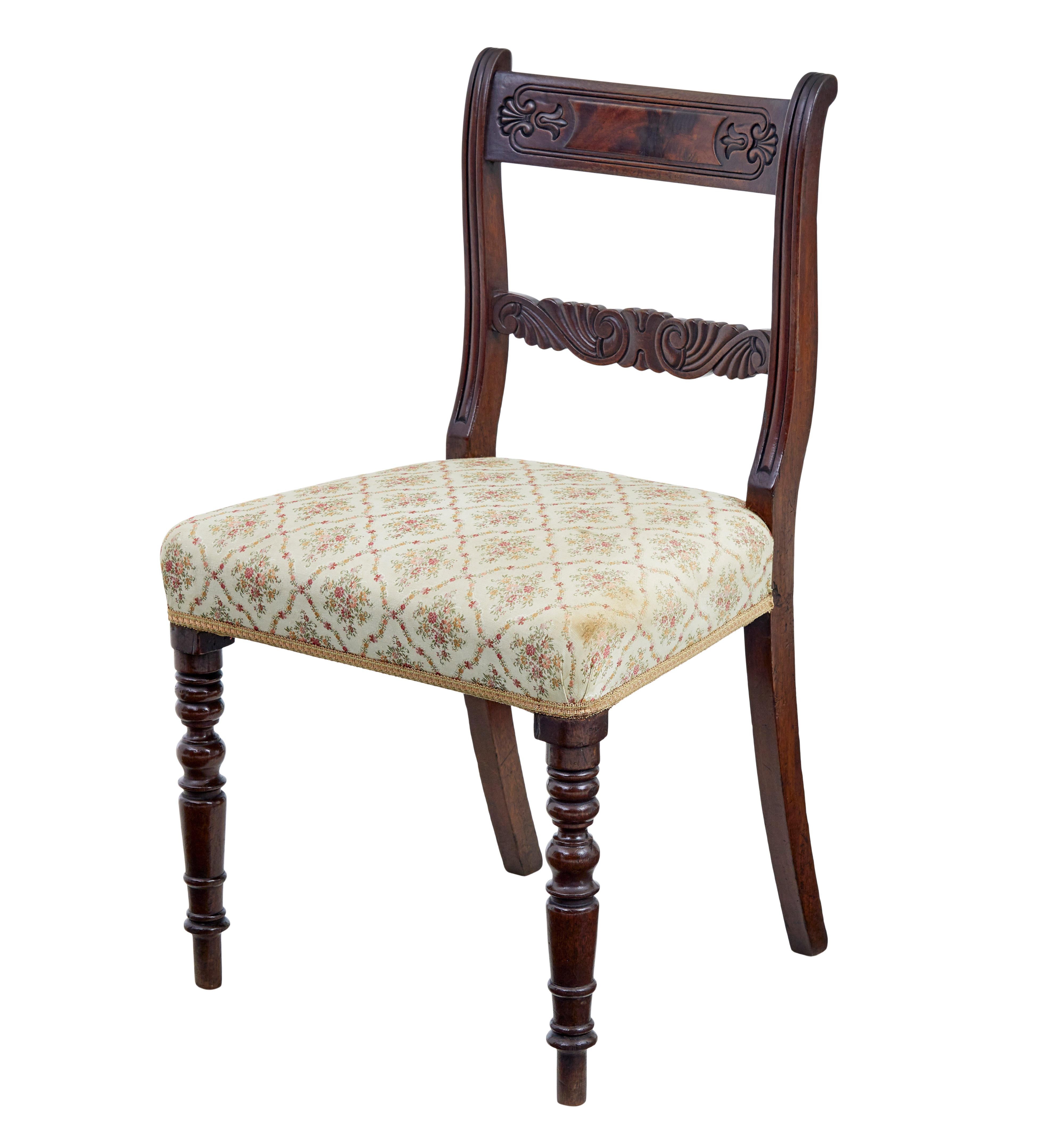 Hand-Carved Set of 6 19th century Regency mahogany dining chairs For Sale